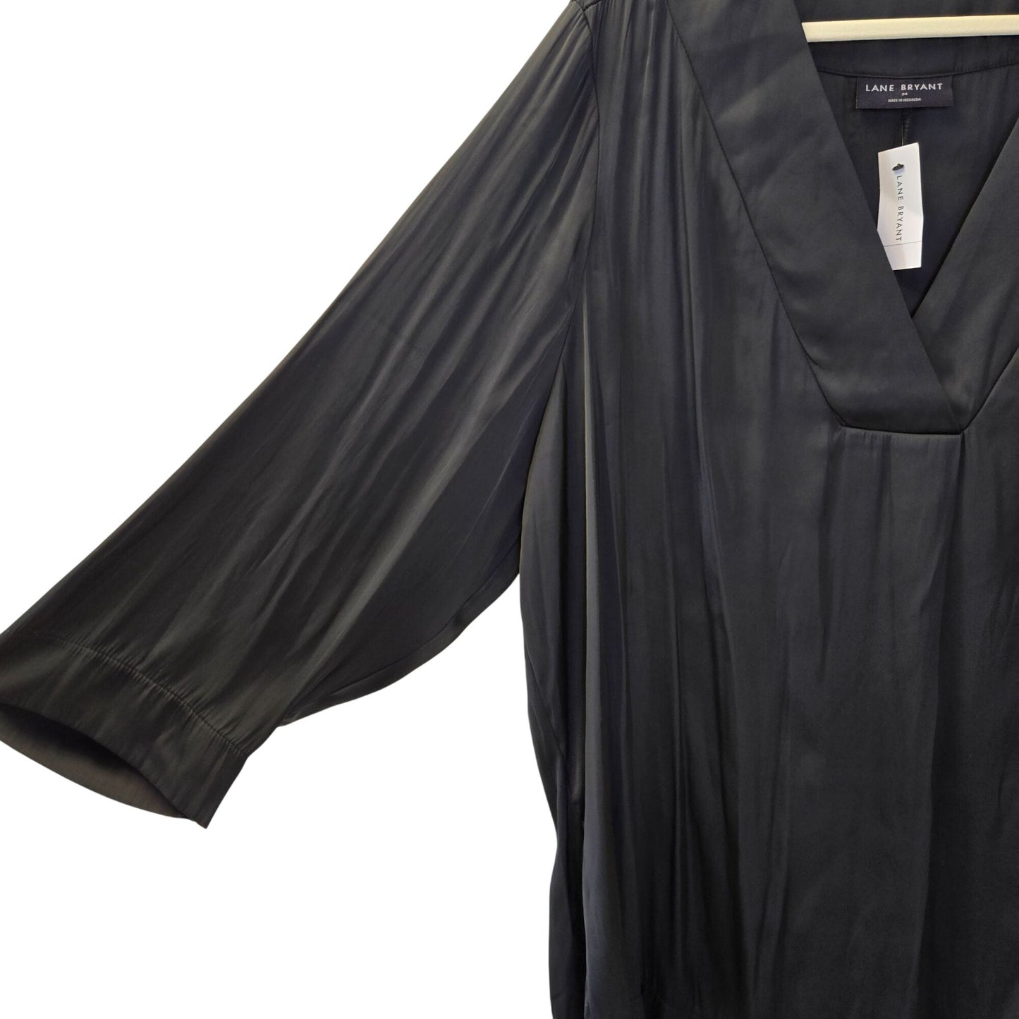 NWT Lane Bryant Satin Popover V-Neck 3/4 Sleeve Blouse Size 24