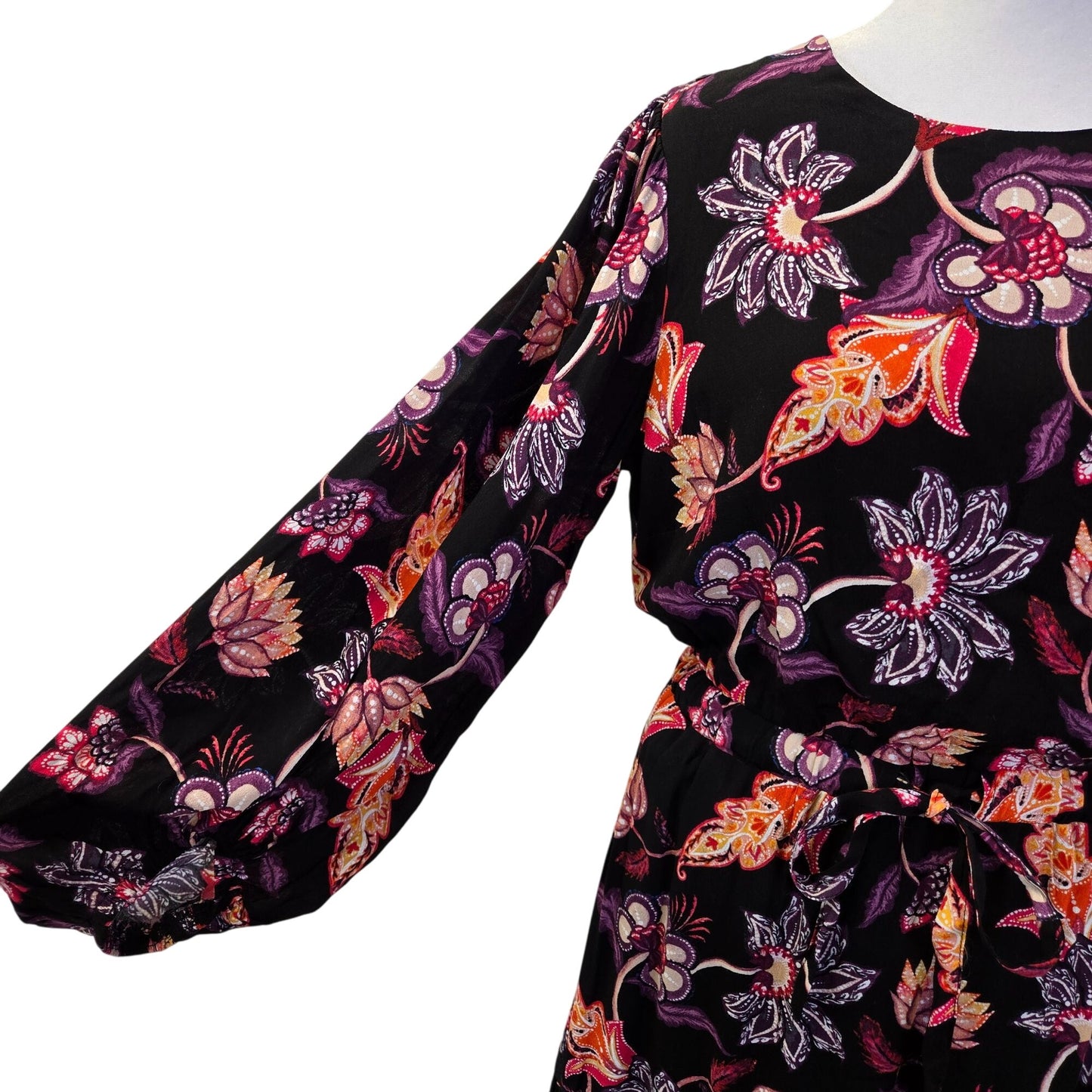 Lost + Wander Under the Stars Floral Tiered Belted Long Sleeve Maxi Dress Size Medium