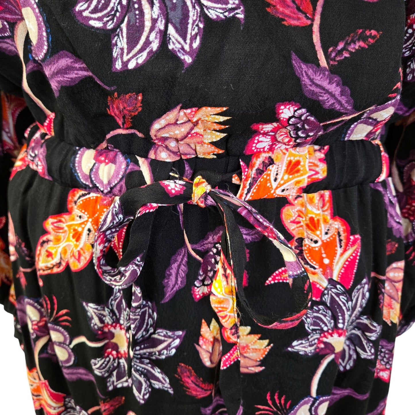 Lost + Wander Under the Stars Floral Tiered Belted Long Sleeve Maxi Dress Size Medium