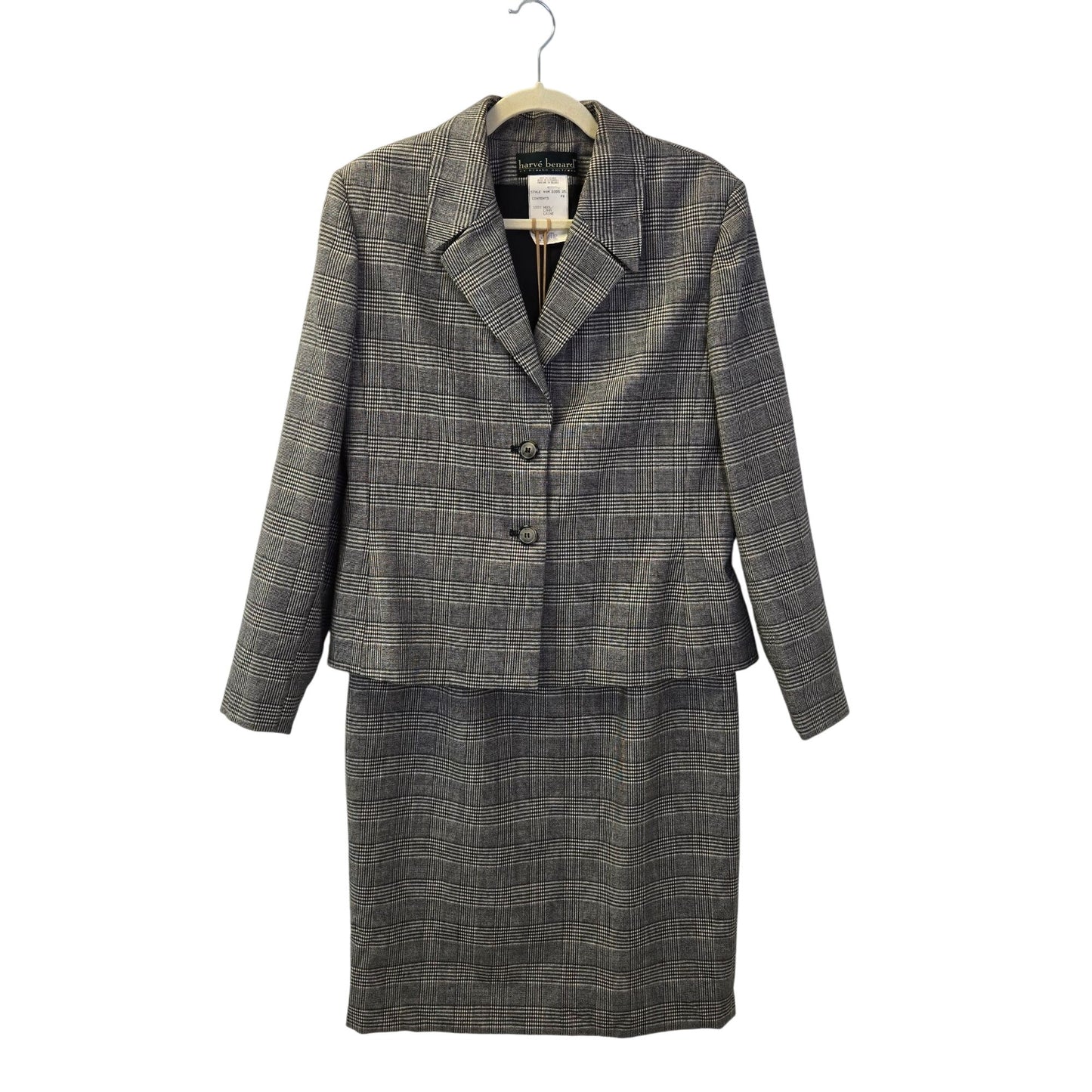 Harve Benard 100% Wool Vintage Glen Plaid Two Piece Skirt Suit Size 10/12