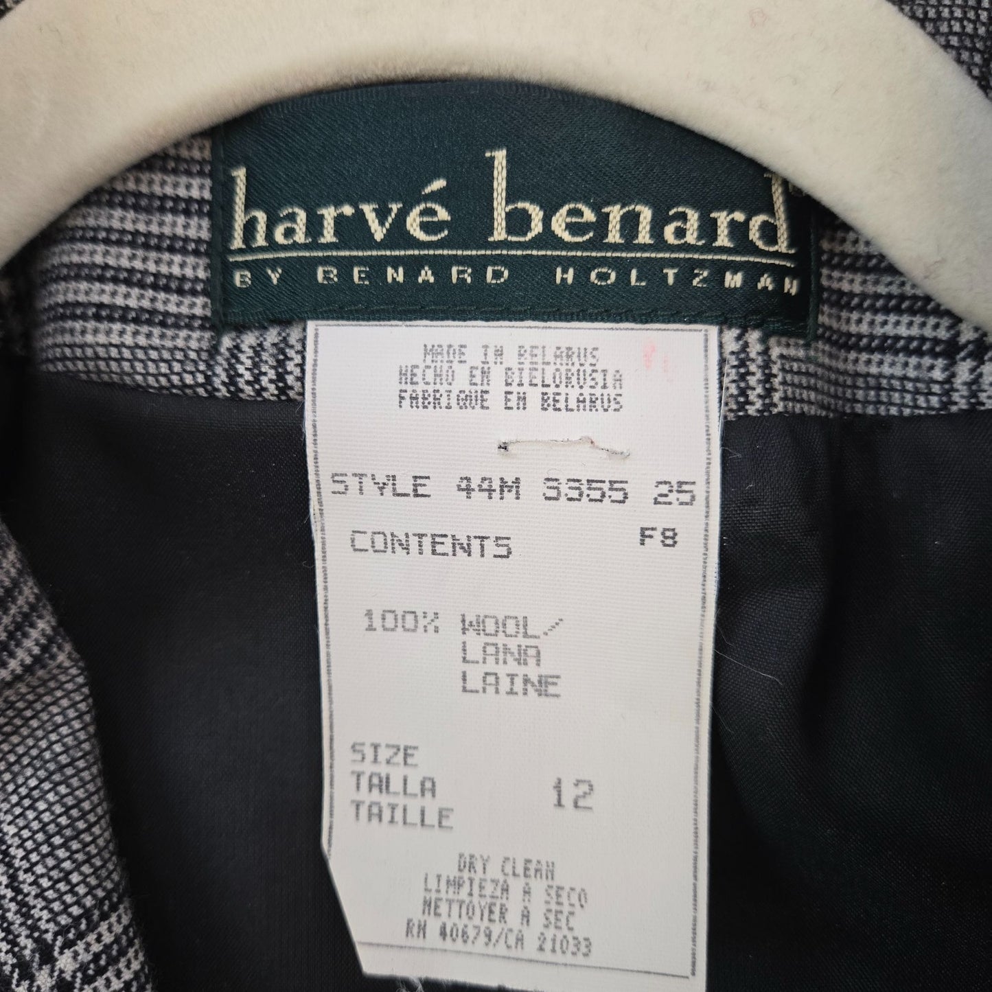 Harve Benard 100% Wool Vintage Glen Plaid Two Piece Skirt Suit Size 10/12