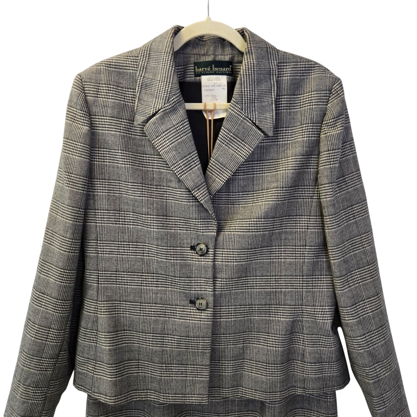 Harve Benard 100% Wool Vintage Glen Plaid Two Piece Skirt Suit Size 10/12