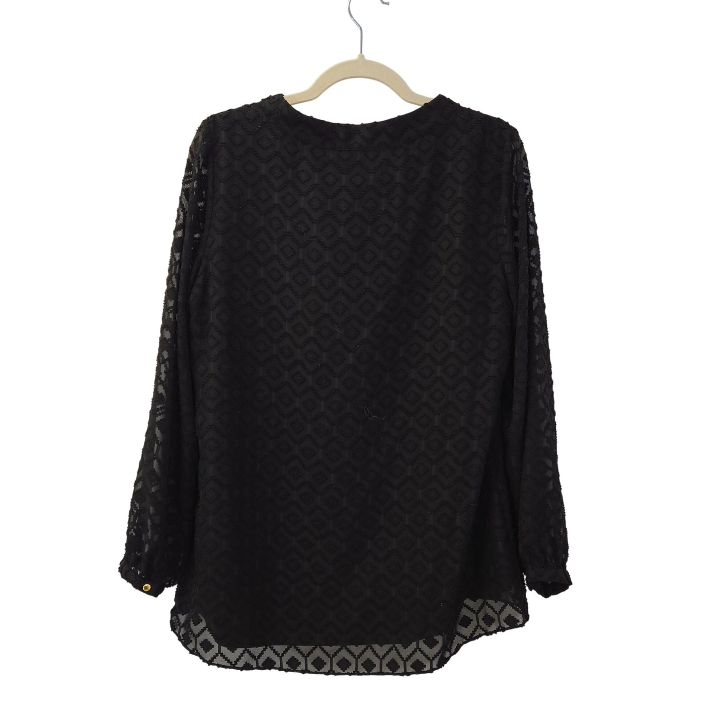 NWT STS Sail to Sable Textured Diamond Pattern Tie Neck Blouse Size Medium