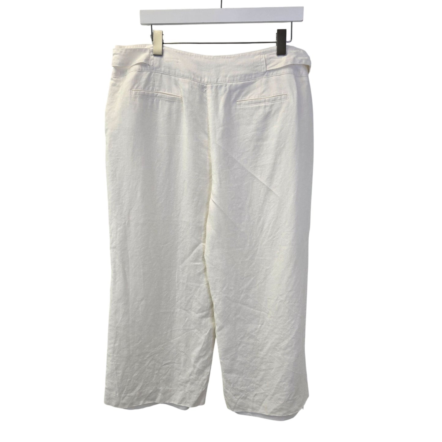 Talbots 100% Irish Linen Wide Leg Belted Crop Pants Size 16