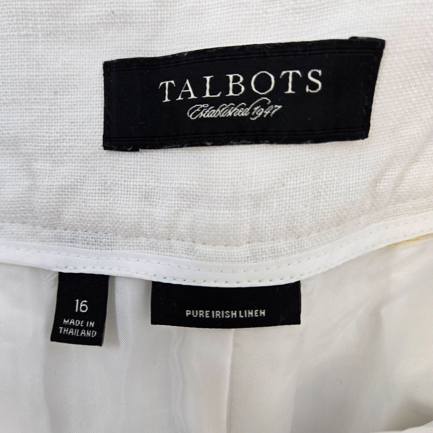 Talbots 100% Irish Linen Wide Leg Belted Crop Pants Size 16