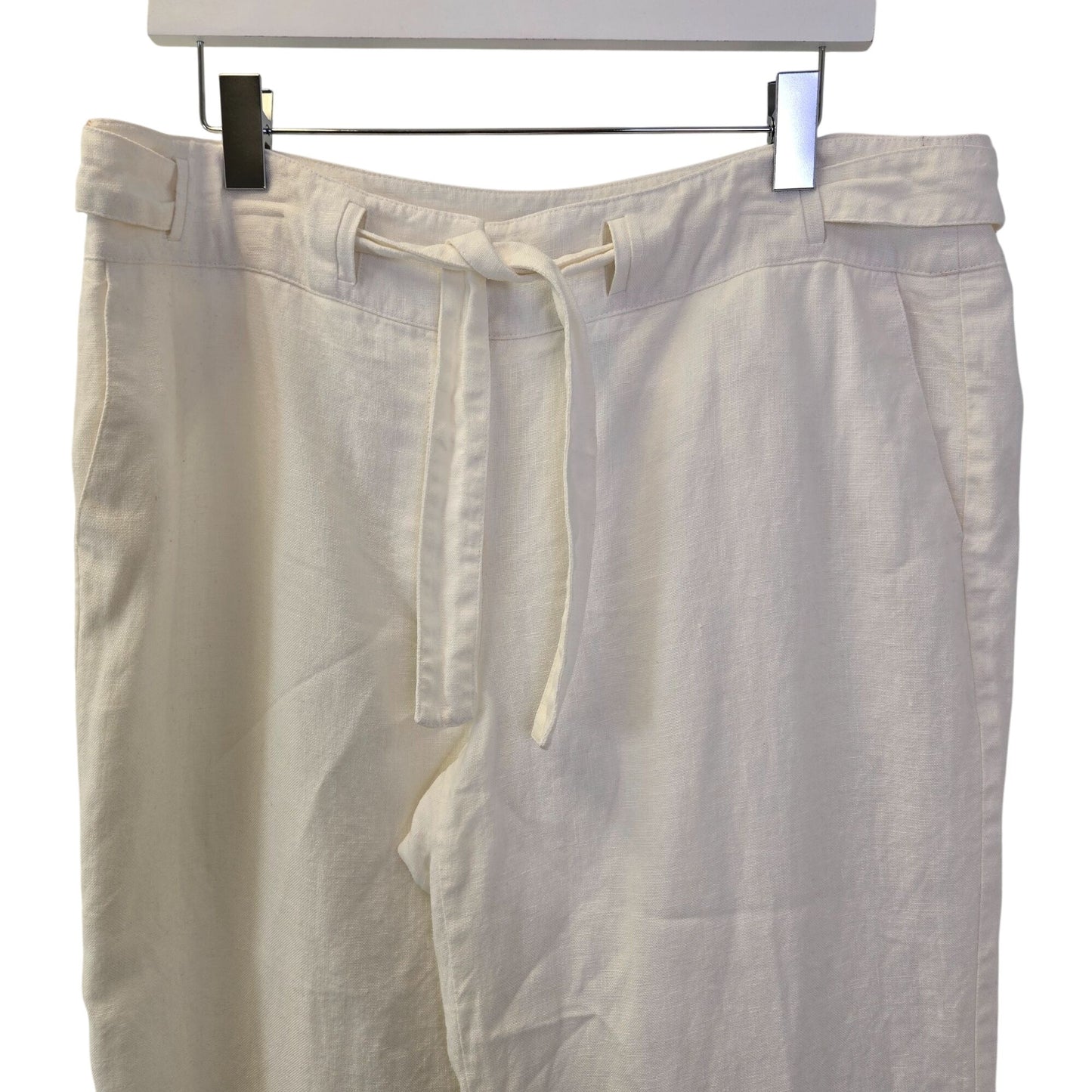 Talbots 100% Irish Linen Wide Leg Belted Crop Pants Size 16