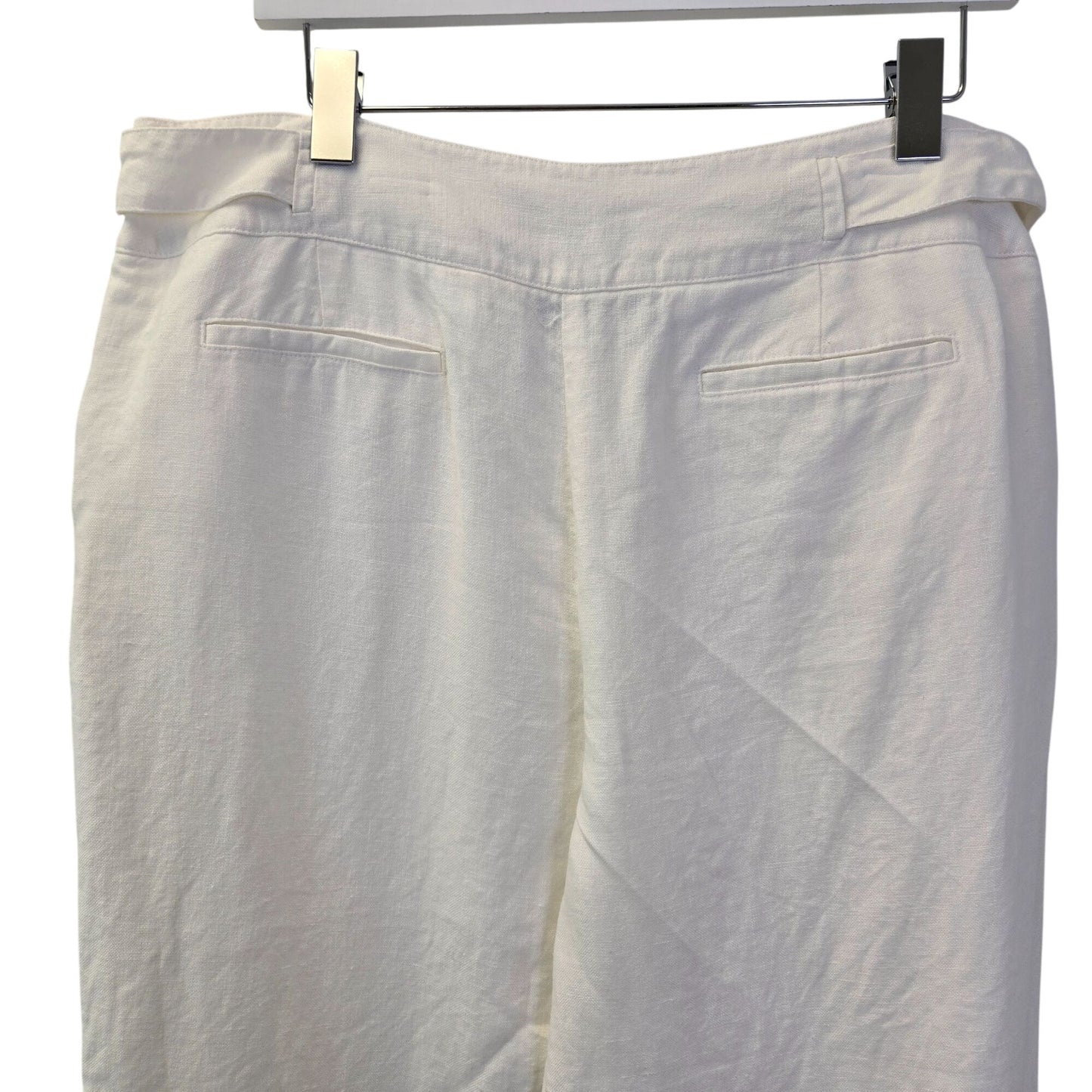 Talbots 100% Irish Linen Wide Leg Belted Crop Pants Size 16
