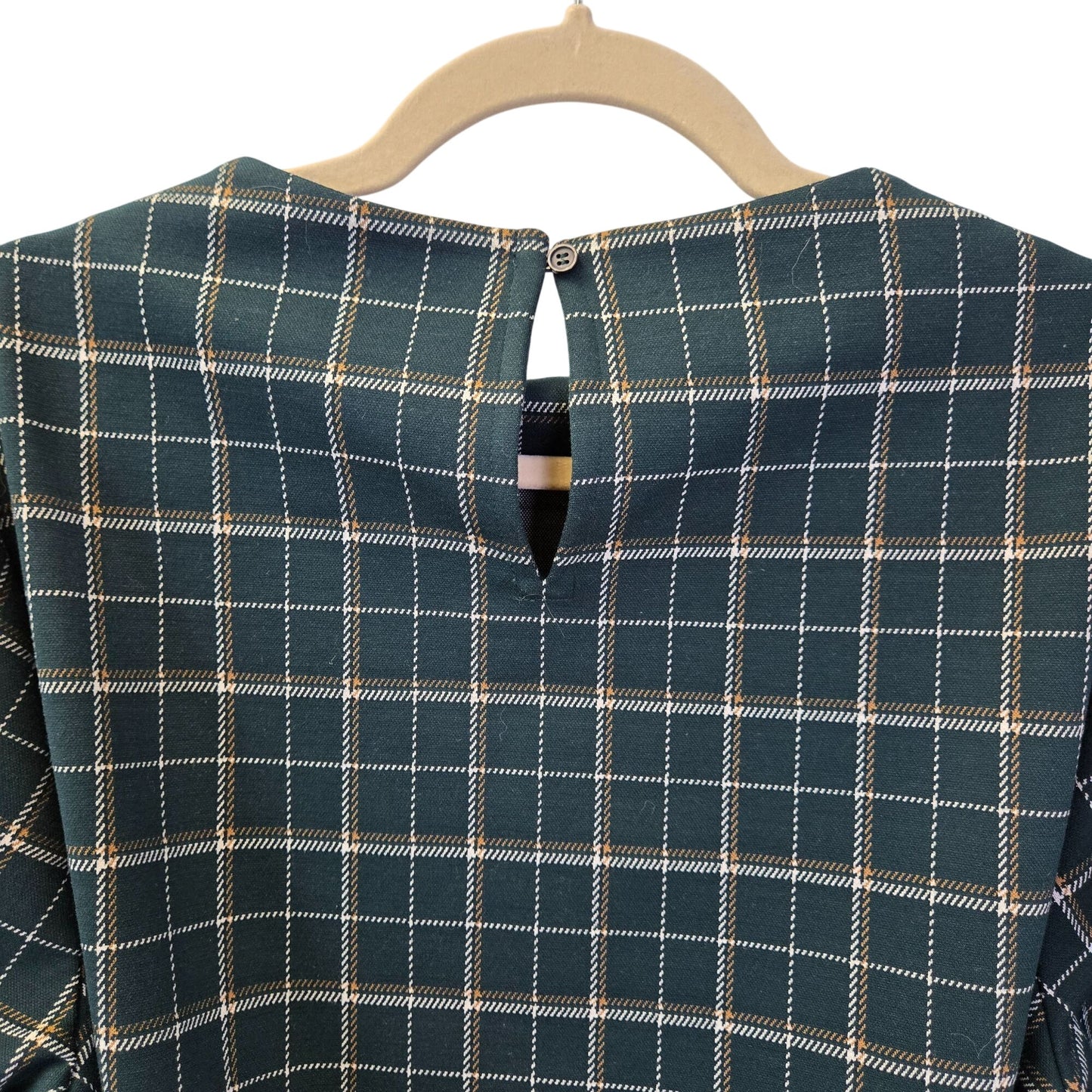 Ann Taylor Factory Plaid 3/4 Sleeve Tie Waist Top Size XL