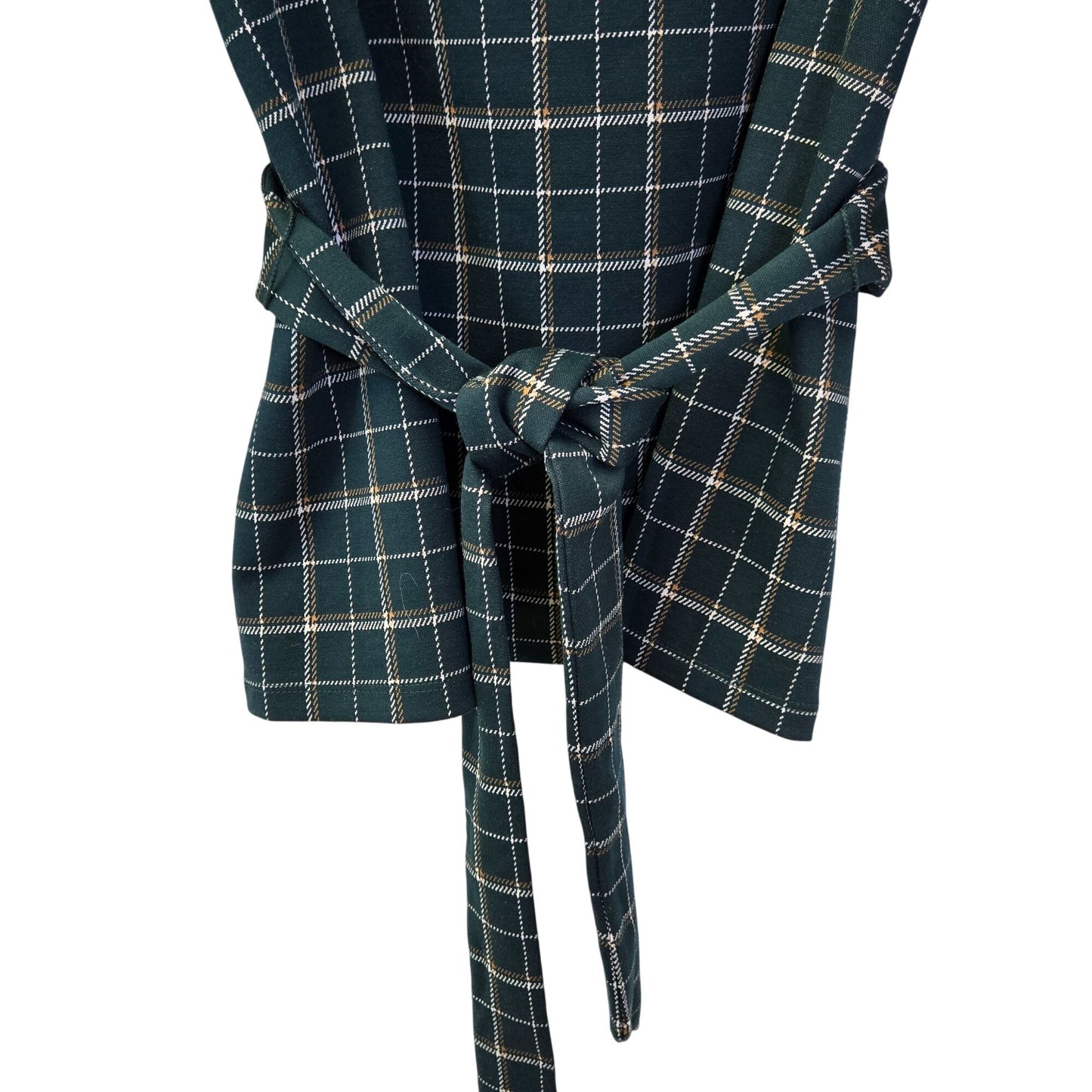 Ann Taylor Factory Plaid 3/4 Sleeve Tie Waist Top Size XL