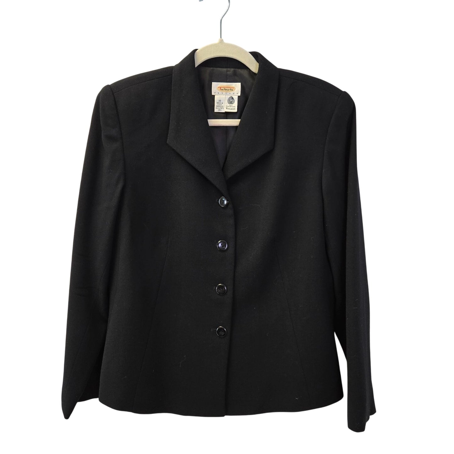 Talbots Petites 100% Wool Four Button Blazer Jacket Size 10P