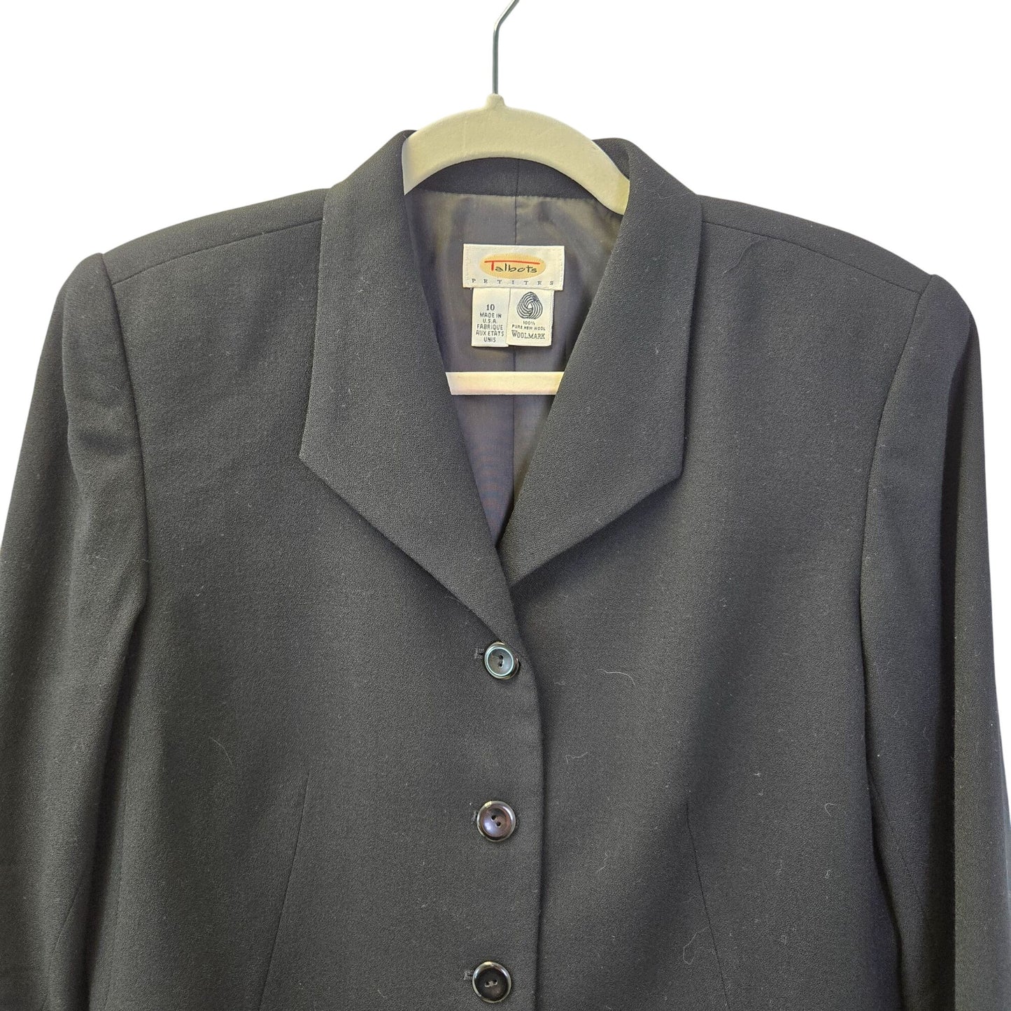 Talbots Petites 100% Wool Four Button Blazer Jacket Size 10P