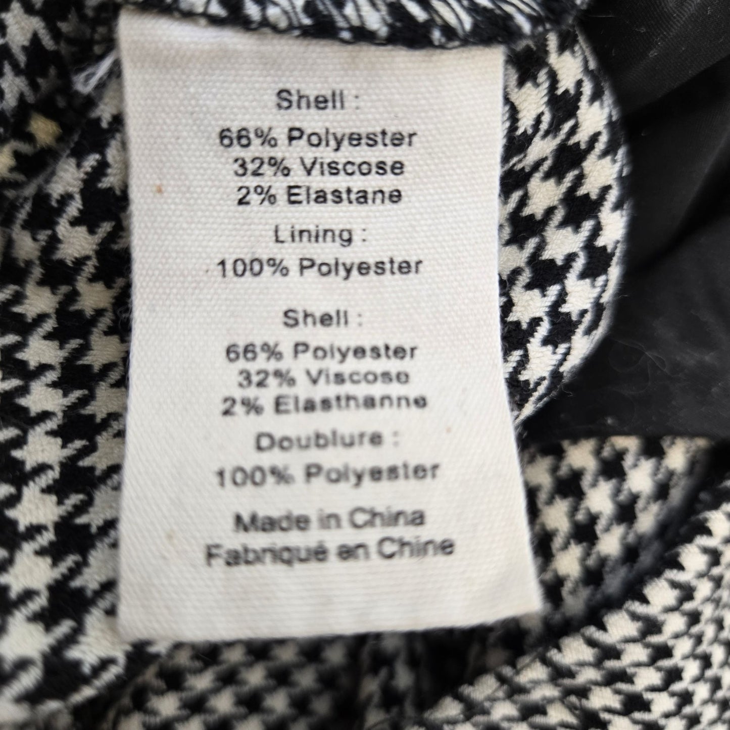 L’AGENCE Logan Trouser Black and White Houndstooth Print Ankle Pants Size 8