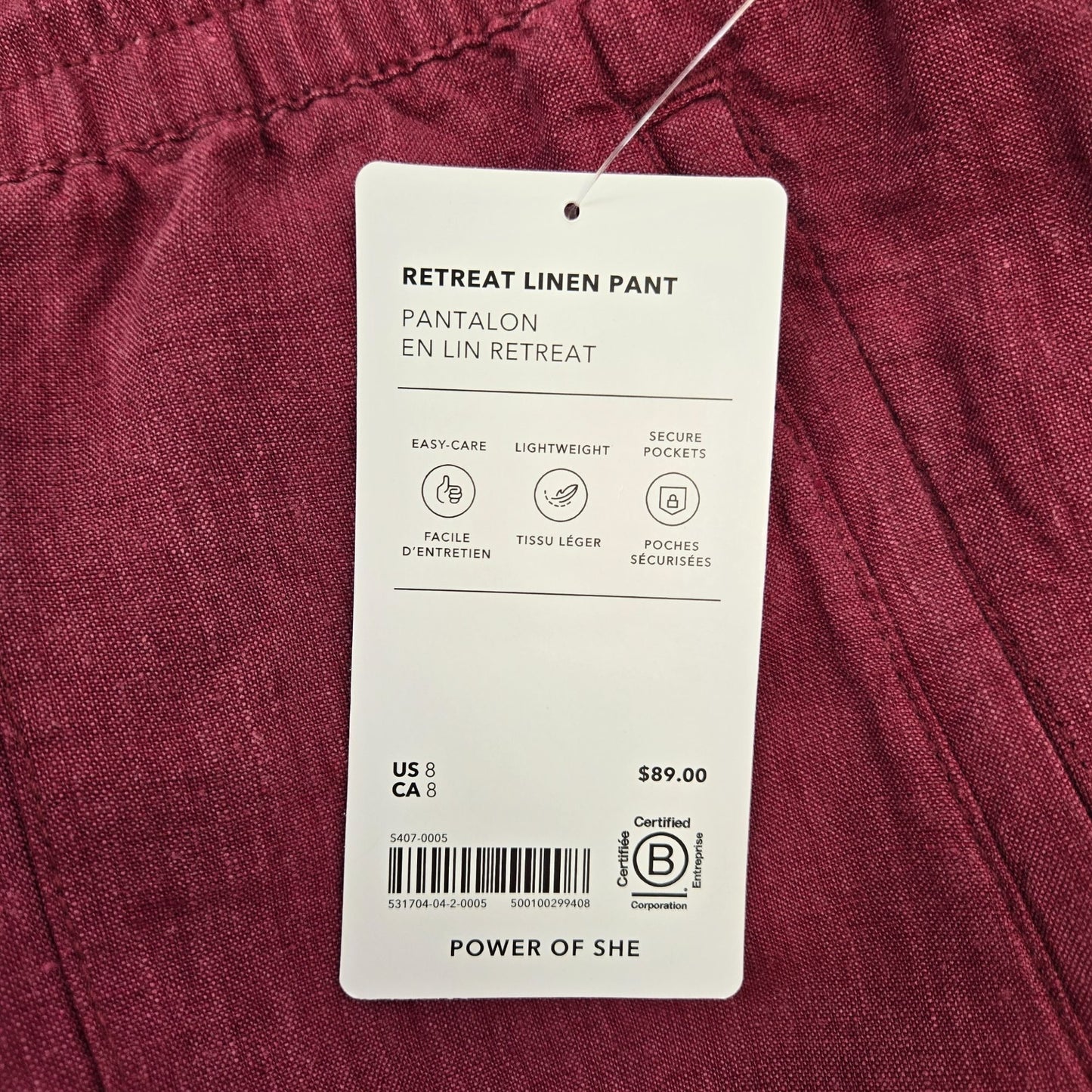 NWT Athleta Retreat Linen Jogger Pants Size 8
