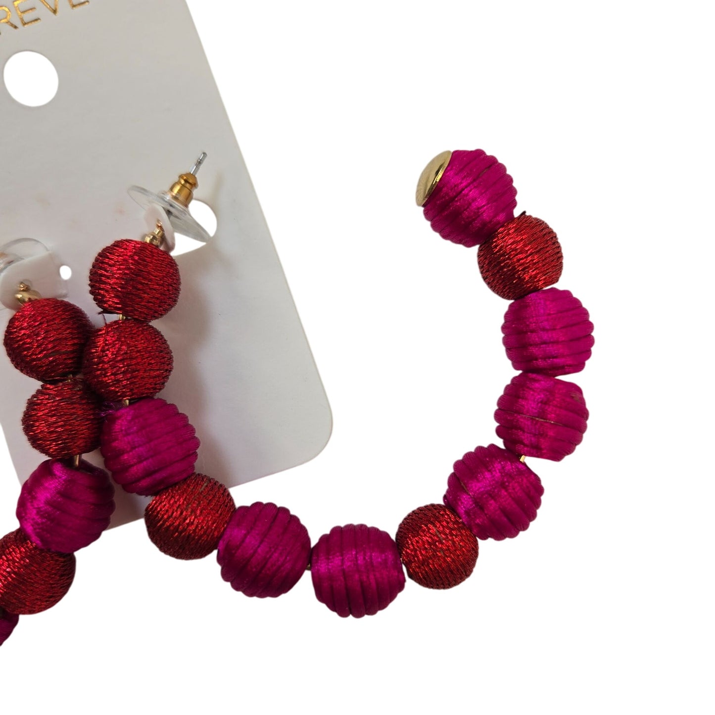 NWT Evereve Girly Girl Pink and Orange Fabric Hoop Earrings