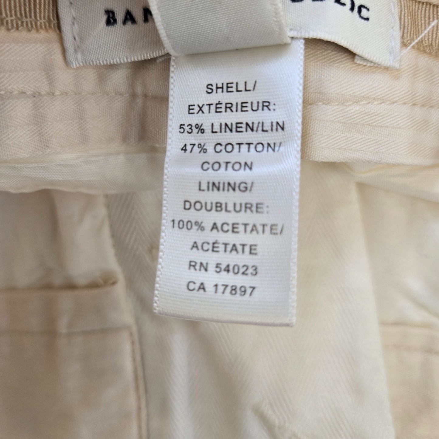 Banana Republic Linen Blend Wide Leg Crop Pants Size 2