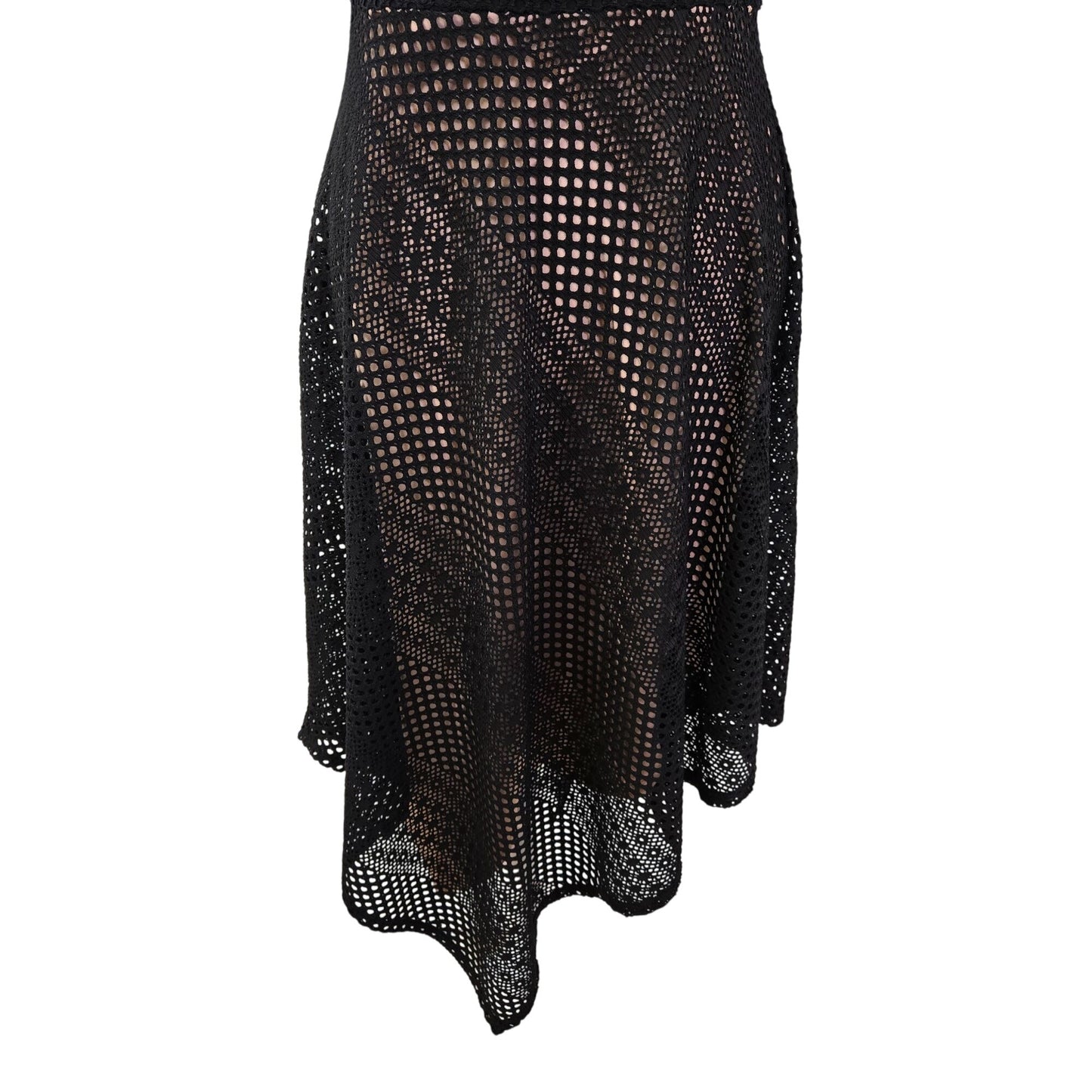 BCBGMaxAzria Tracie Crochet Overlay Fit & Flare Asymmetrical Hem Dress Size Small