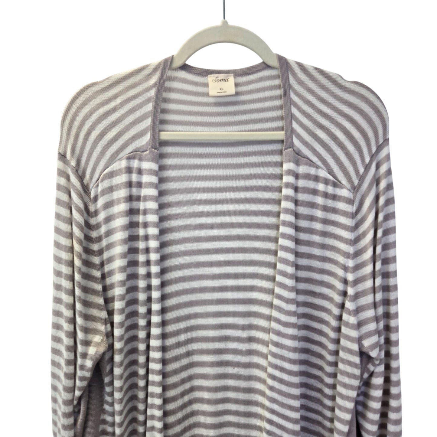 Soma 100% Rayon Stiped Open Longline Cardigan Sweater Size XL