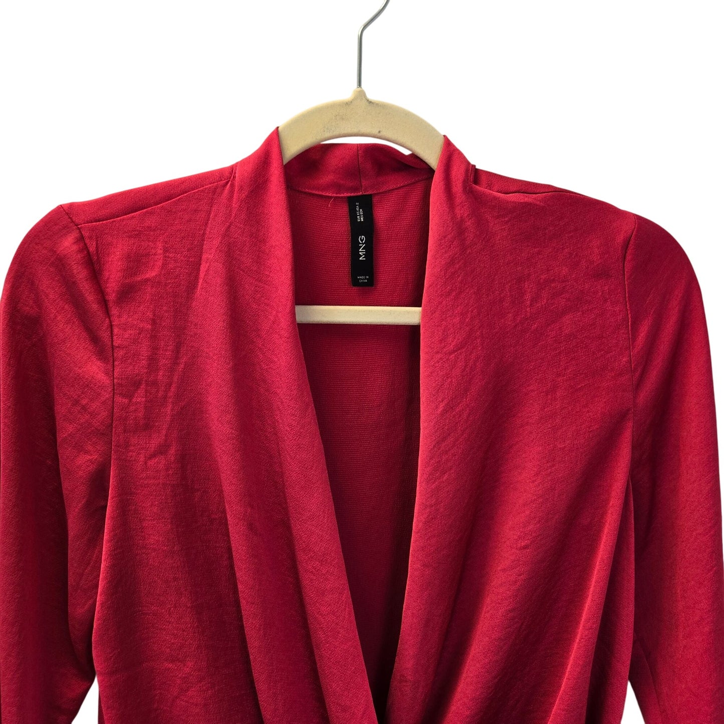 MNG Mango Silky Bell Sleeve Wrap Blouse Size 2