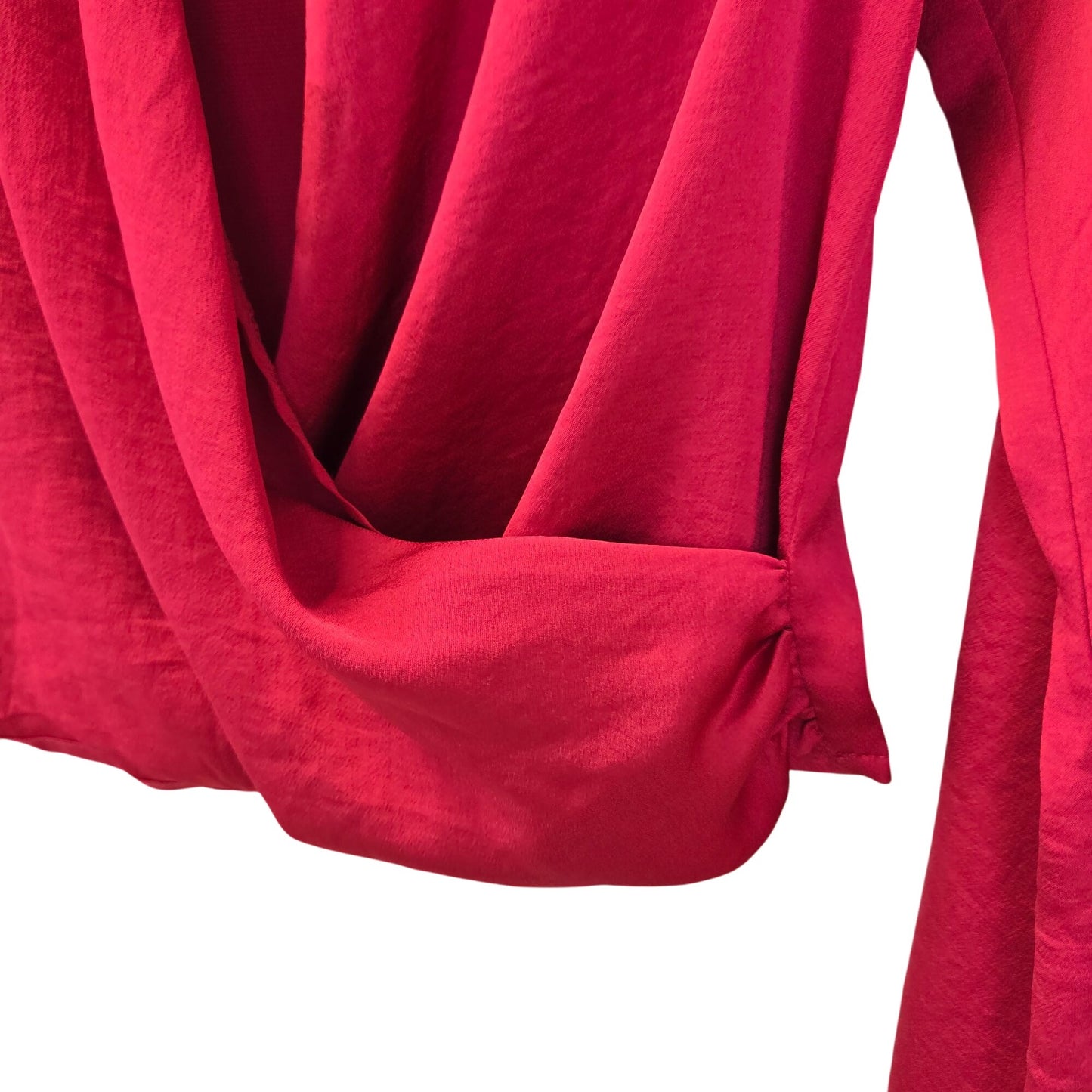 MNG Mango Silky Bell Sleeve Wrap Blouse Size 2