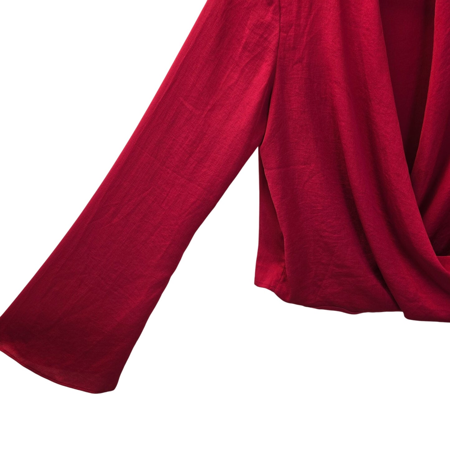 MNG Mango Silky Bell Sleeve Wrap Blouse Size 2
