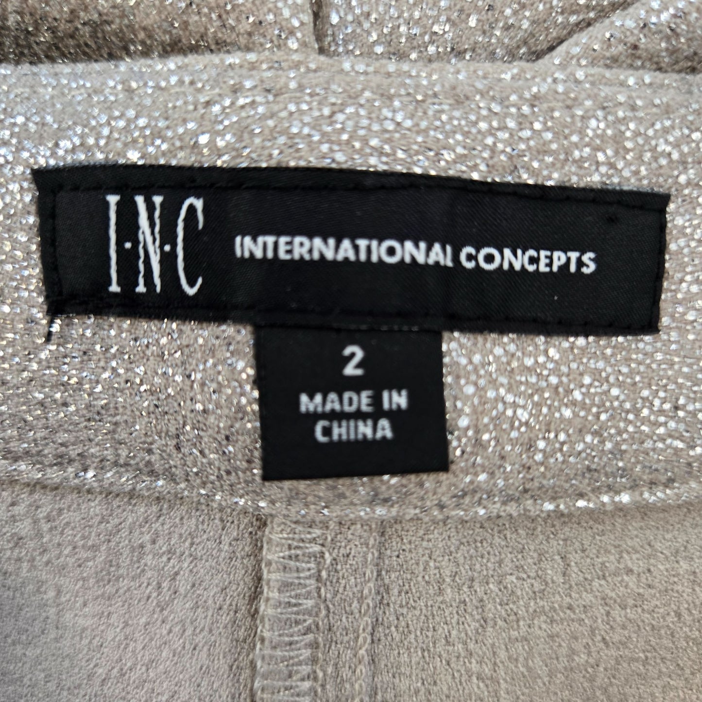 NWT INC International Concepts Glam Refresh Straight Leg Glitter Pants Size 2