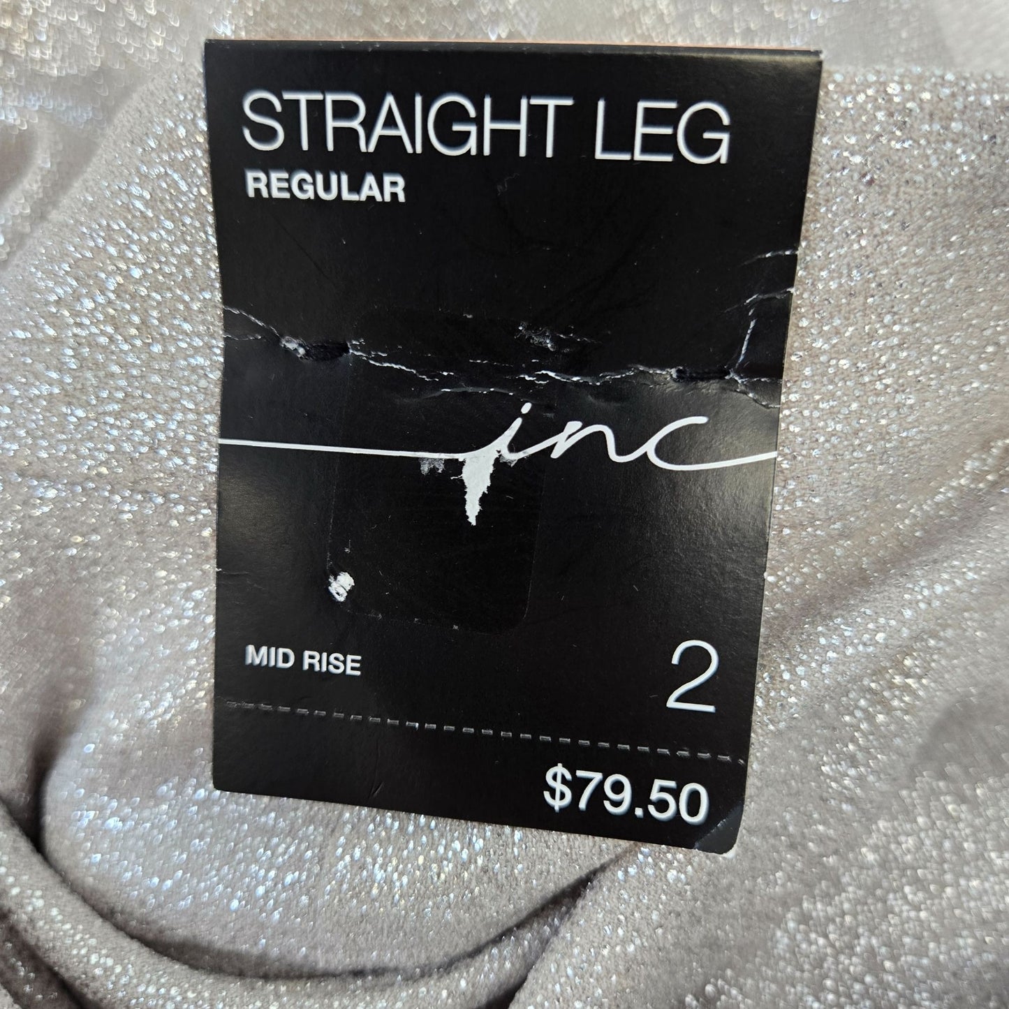 NWT INC International Concepts Glam Refresh Straight Leg Glitter Pants Size 2