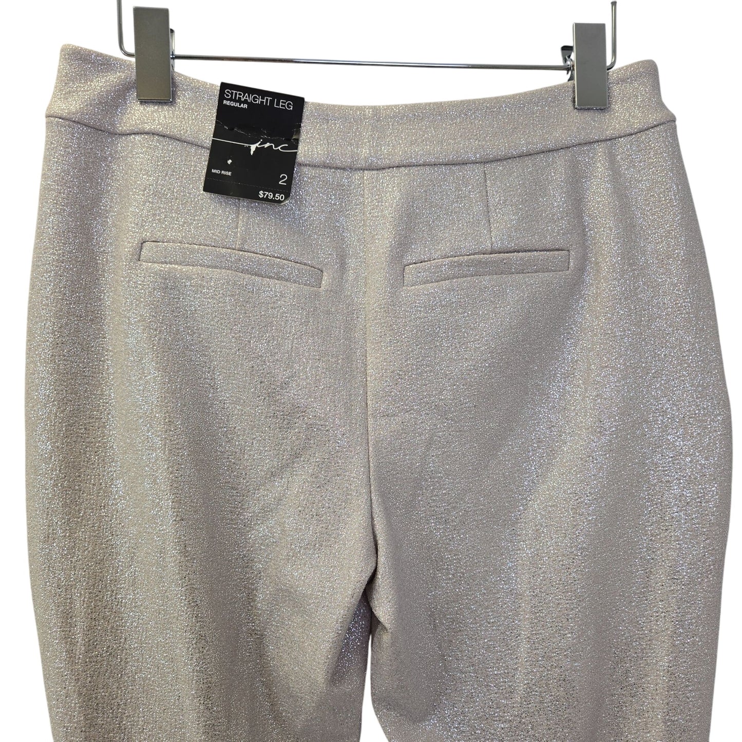 NWT INC International Concepts Glam Refresh Straight Leg Glitter Pants Size 2