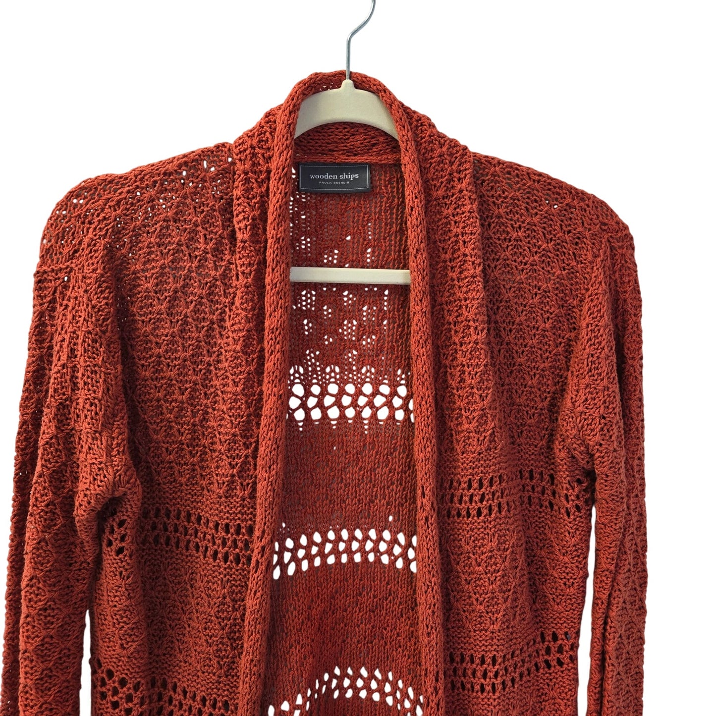 Wooden Ships Crochet Open Cardigan Sweater Size S/M