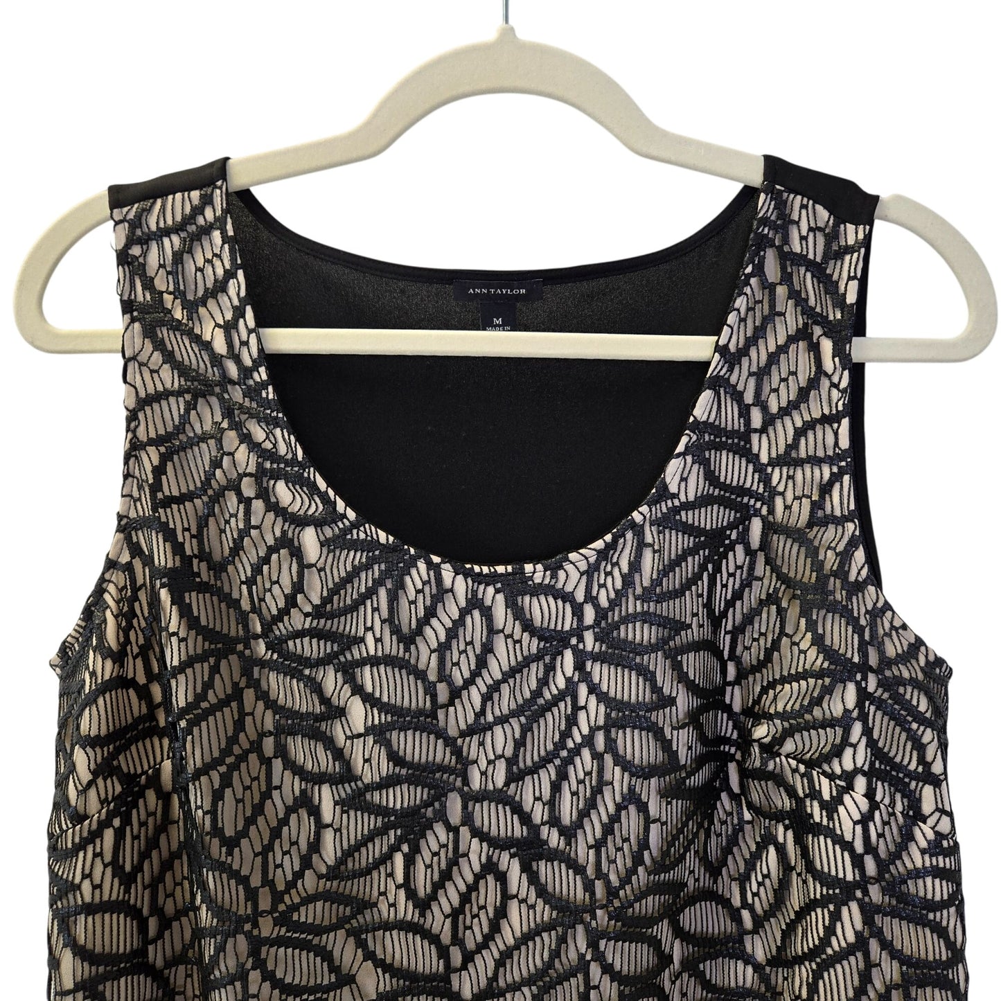 Ann Taylor Floral Lace Overlay Sleeveless Shell Blouse Size Medium