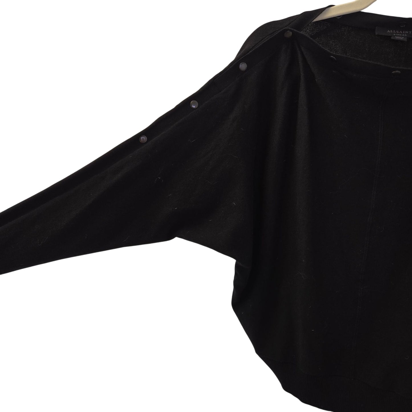 All Saints Ellie Adjustable Collar Snap Dolman Sleeve Sweater Size XS
