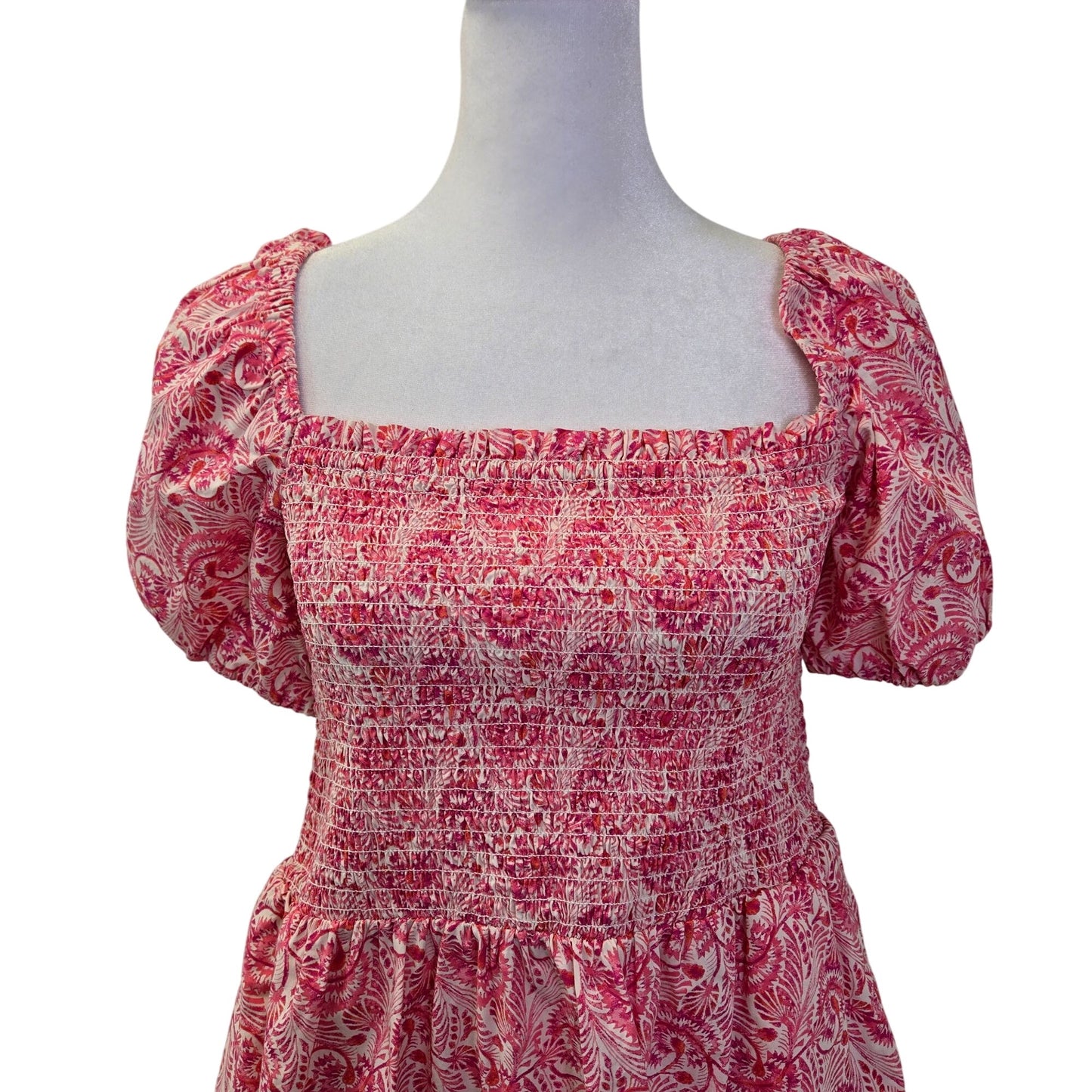 J. Crew Puff-sleeve Smocked Mini Fit & Flare Dress in Dandelion Swirl Size Medium