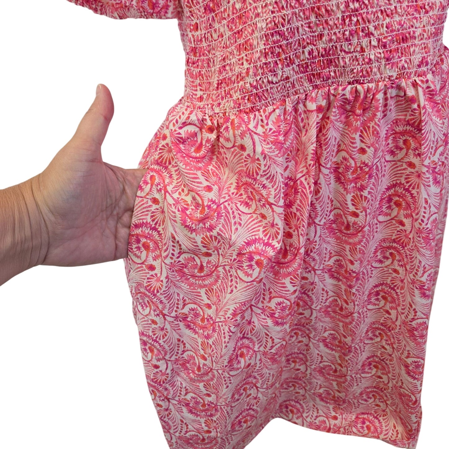 J. Crew Puff-sleeve Smocked Mini Fit & Flare Dress in Dandelion Swirl Size Medium