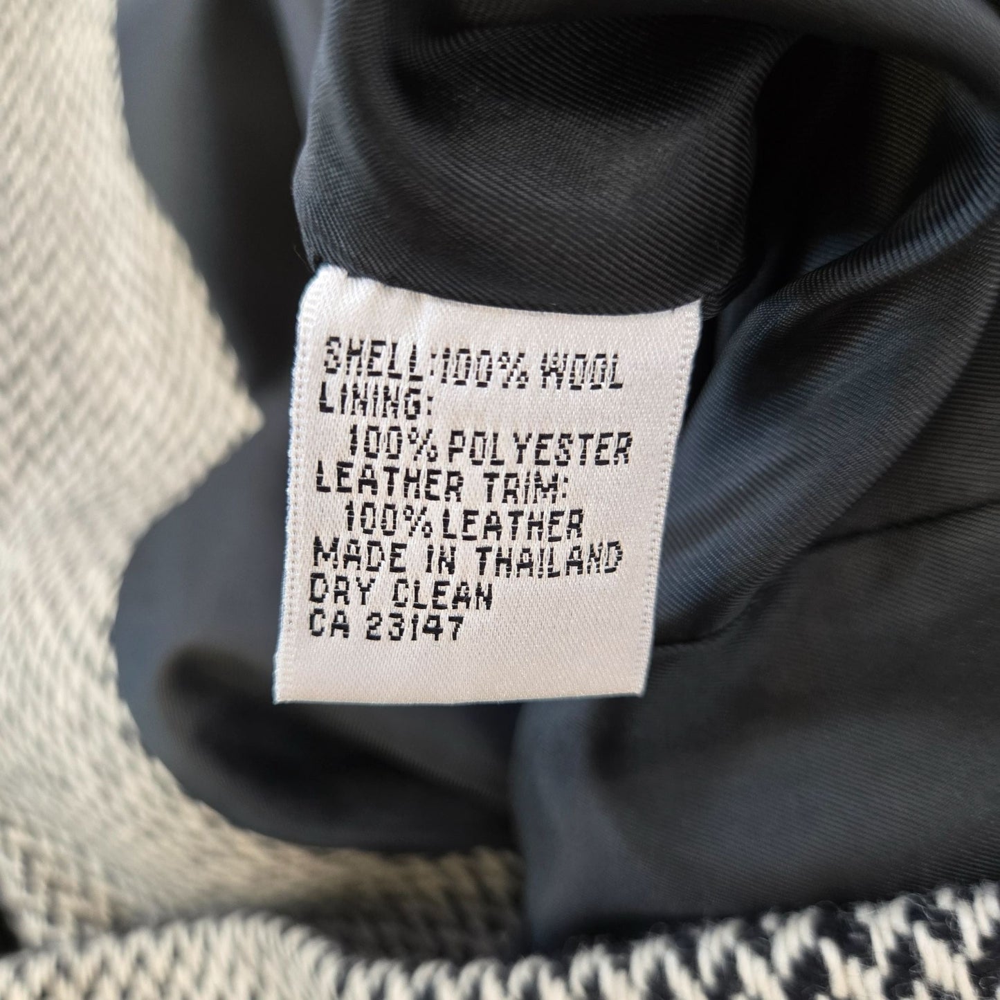 Talbots 100% VTG Wool Herringbone Three Button Blazer w/Leather Trim Size 10