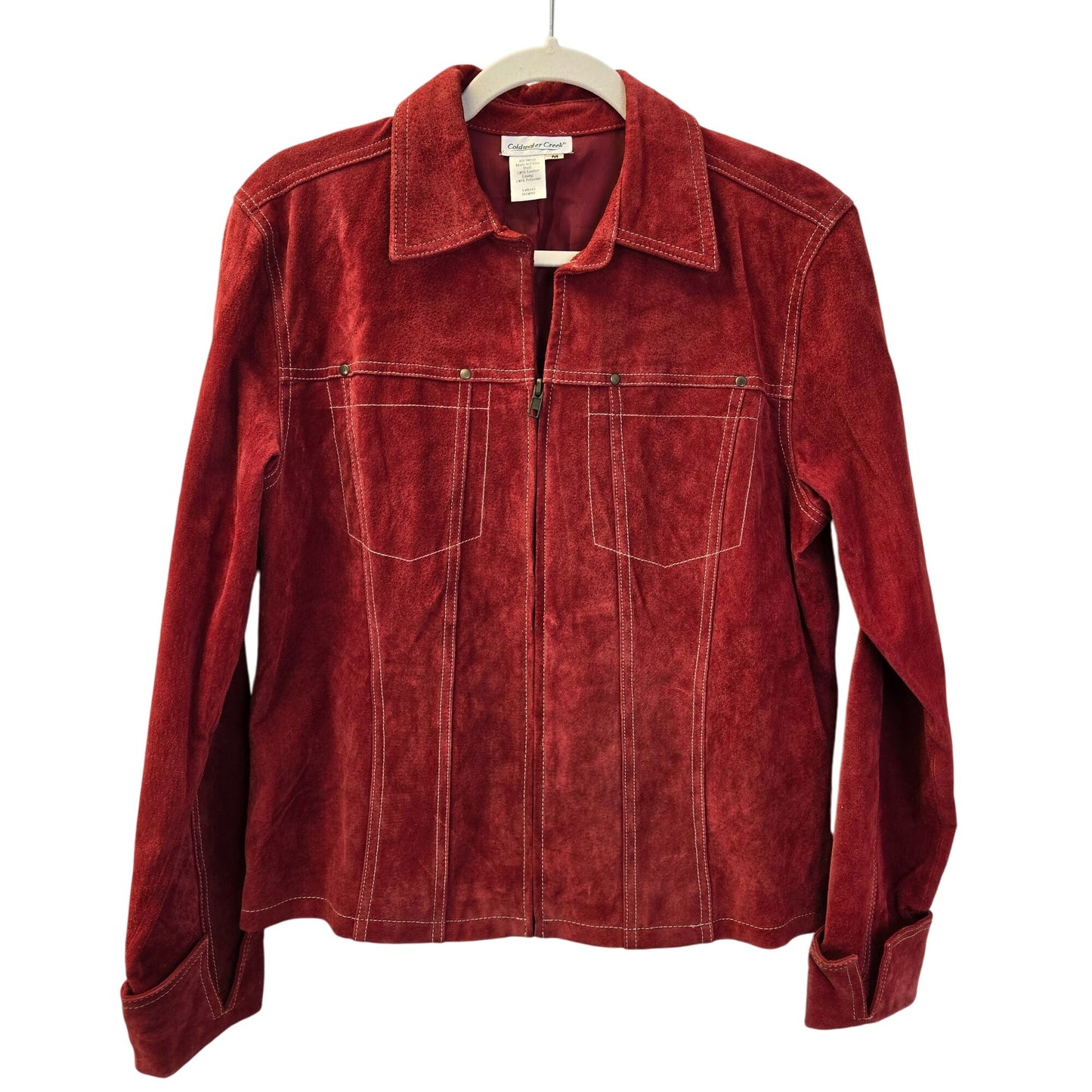 Coldwater Creek 100% Suede Leather Full Zip Jacket Size Medium