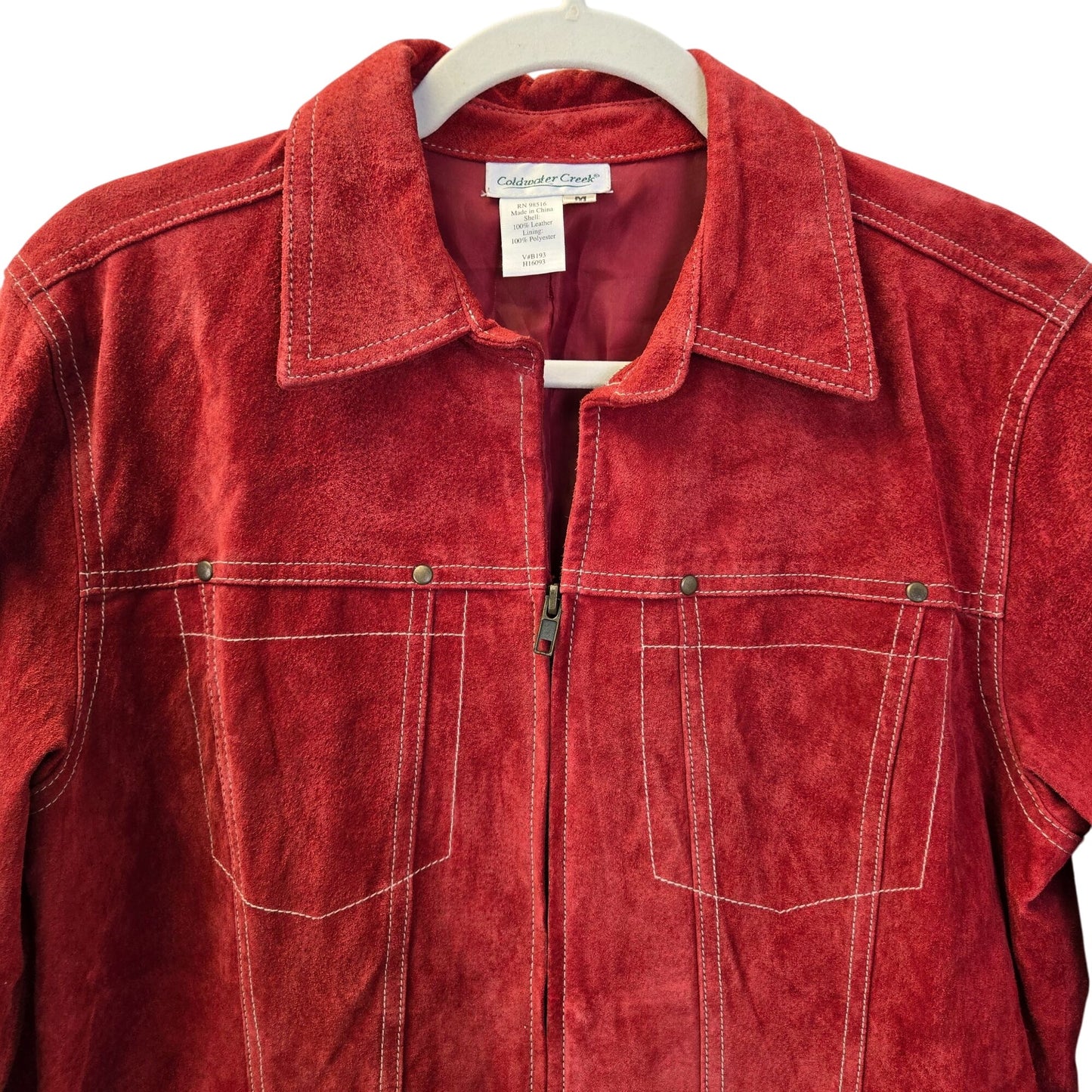 Coldwater Creek 100% Suede Leather Full Zip Jacket Size Medium