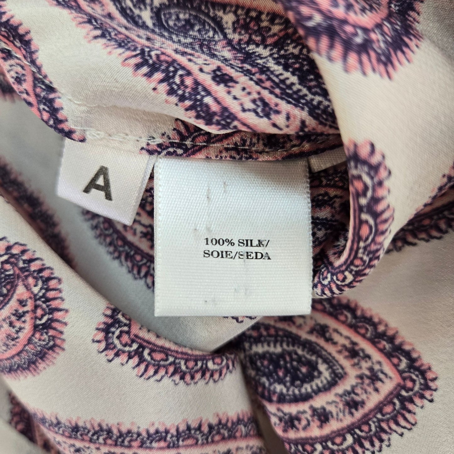Ann Taylor 100% Silk Paisley Print Button Down Blouse Size Small