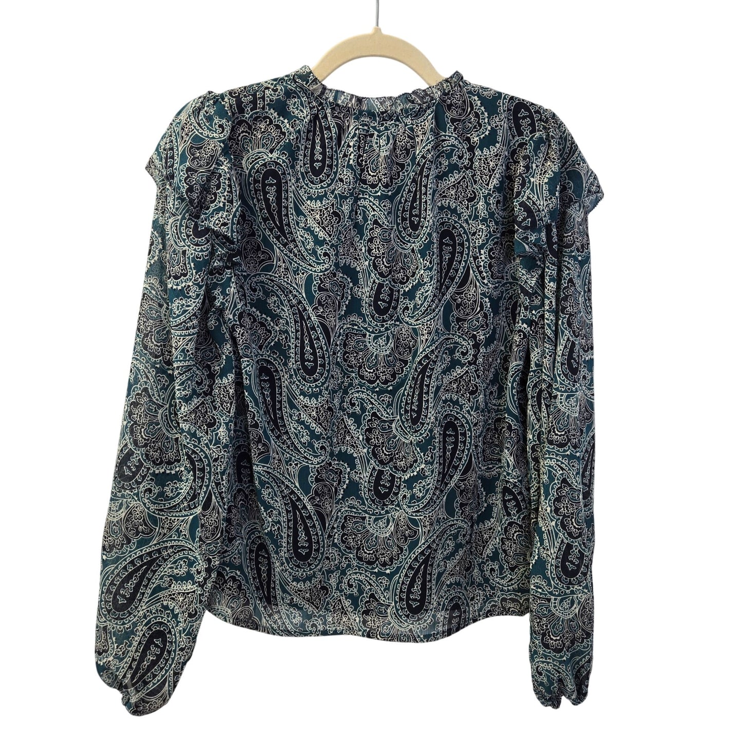 Evereve Paisley Print Ruffle Shoulder Popover Blouse Size Small