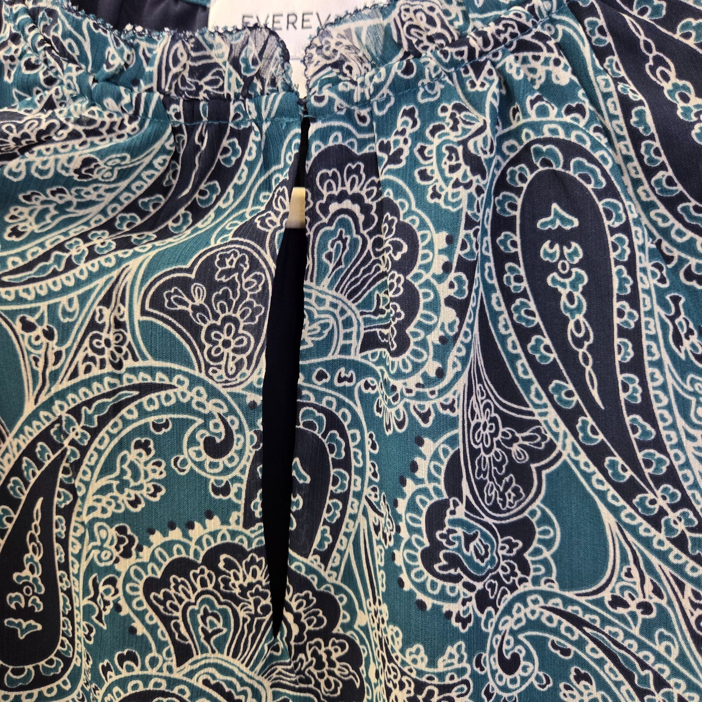 Evereve Paisley Print Ruffle Shoulder Popover Blouse Size Small