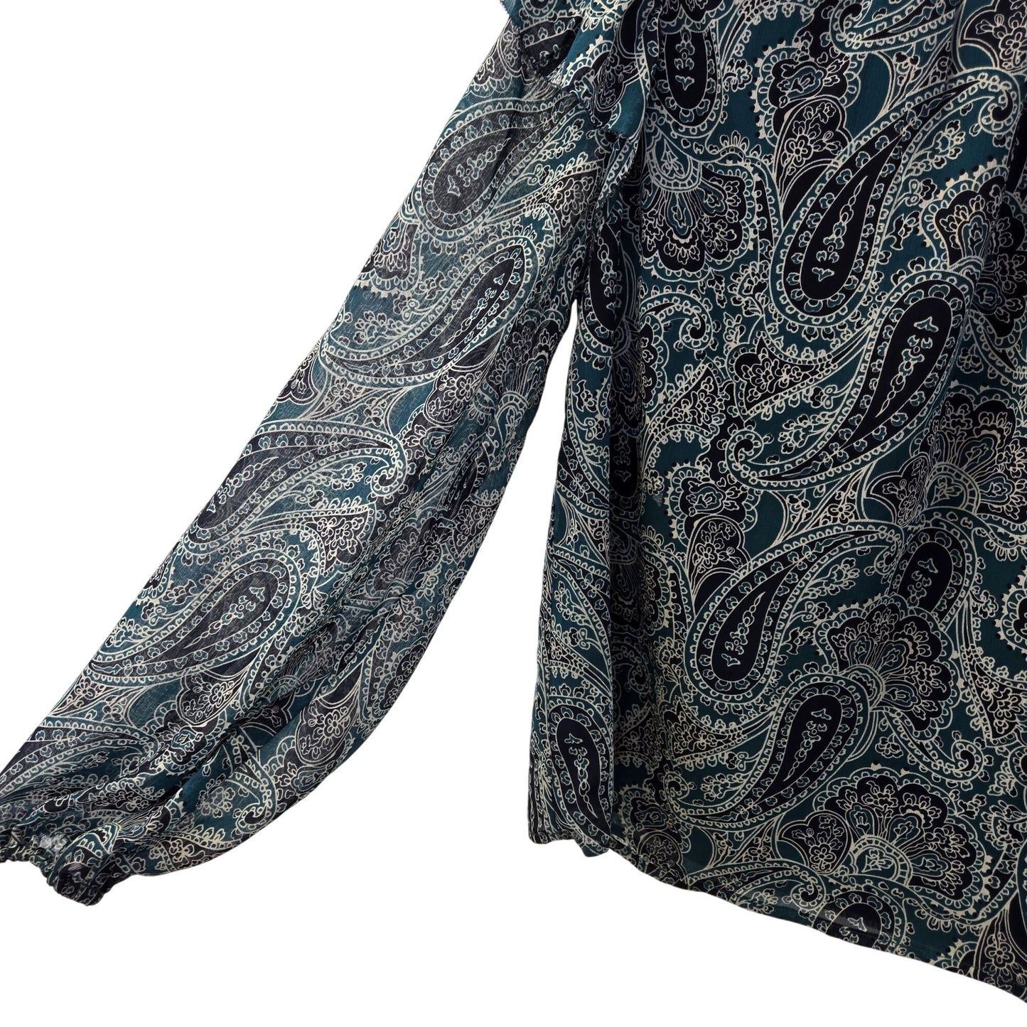 Evereve Paisley Print Ruffle Shoulder Popover Blouse Size Small