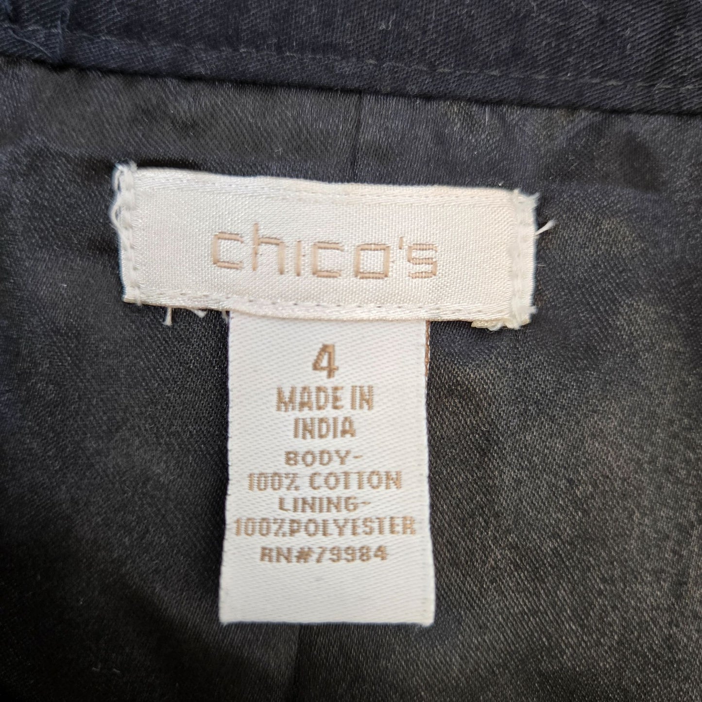 Chico's 100% Cotton Embroidered Open Jacket Blazer Size Chico's 4/XL