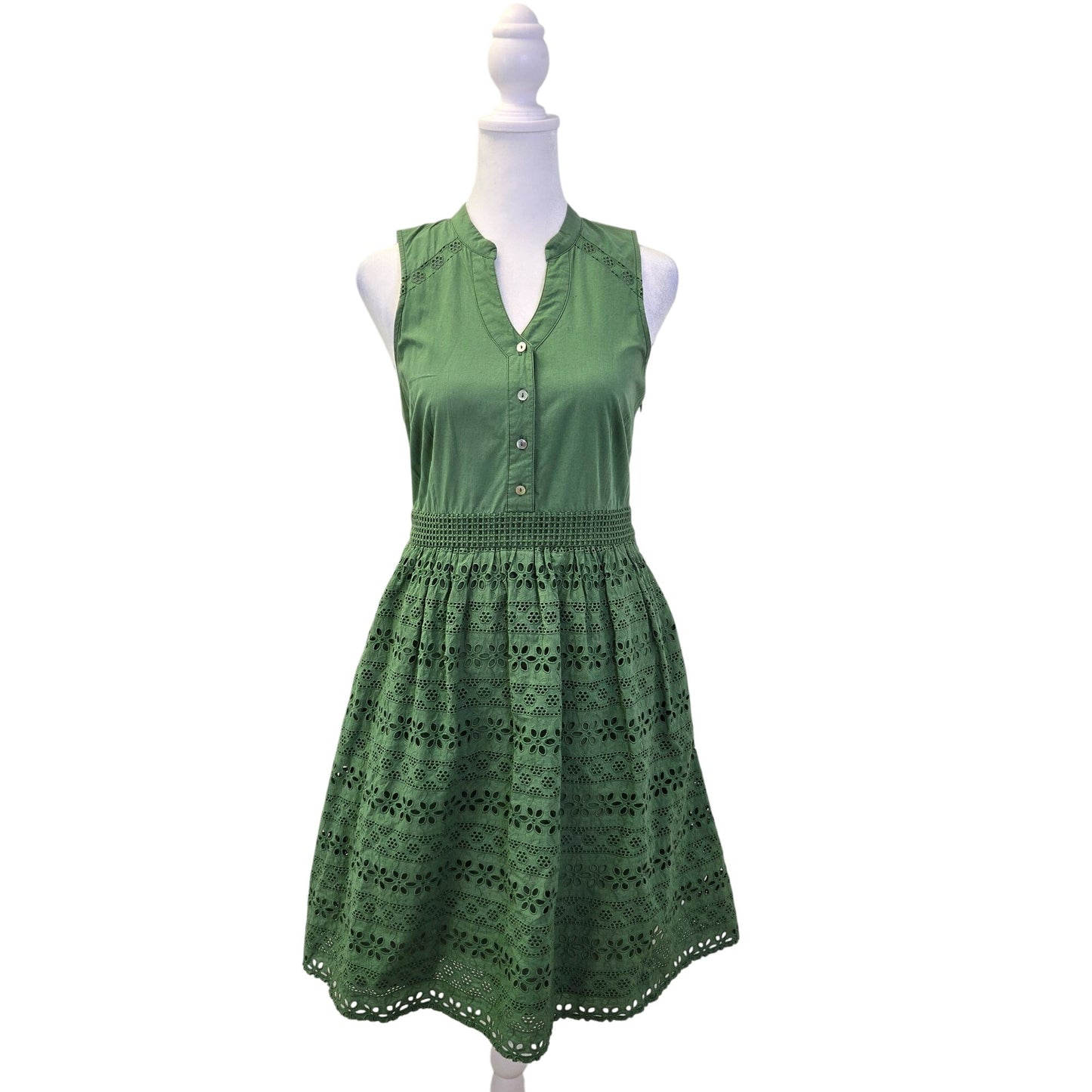 Anthropologie Wolven Sleeveless Fit and Flare Eyelet Detail Dress Size 2
