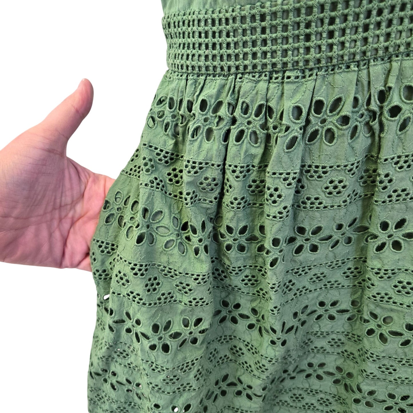 Anthropologie Wolven Sleeveless Fit and Flare Eyelet Detail Dress Size 2
