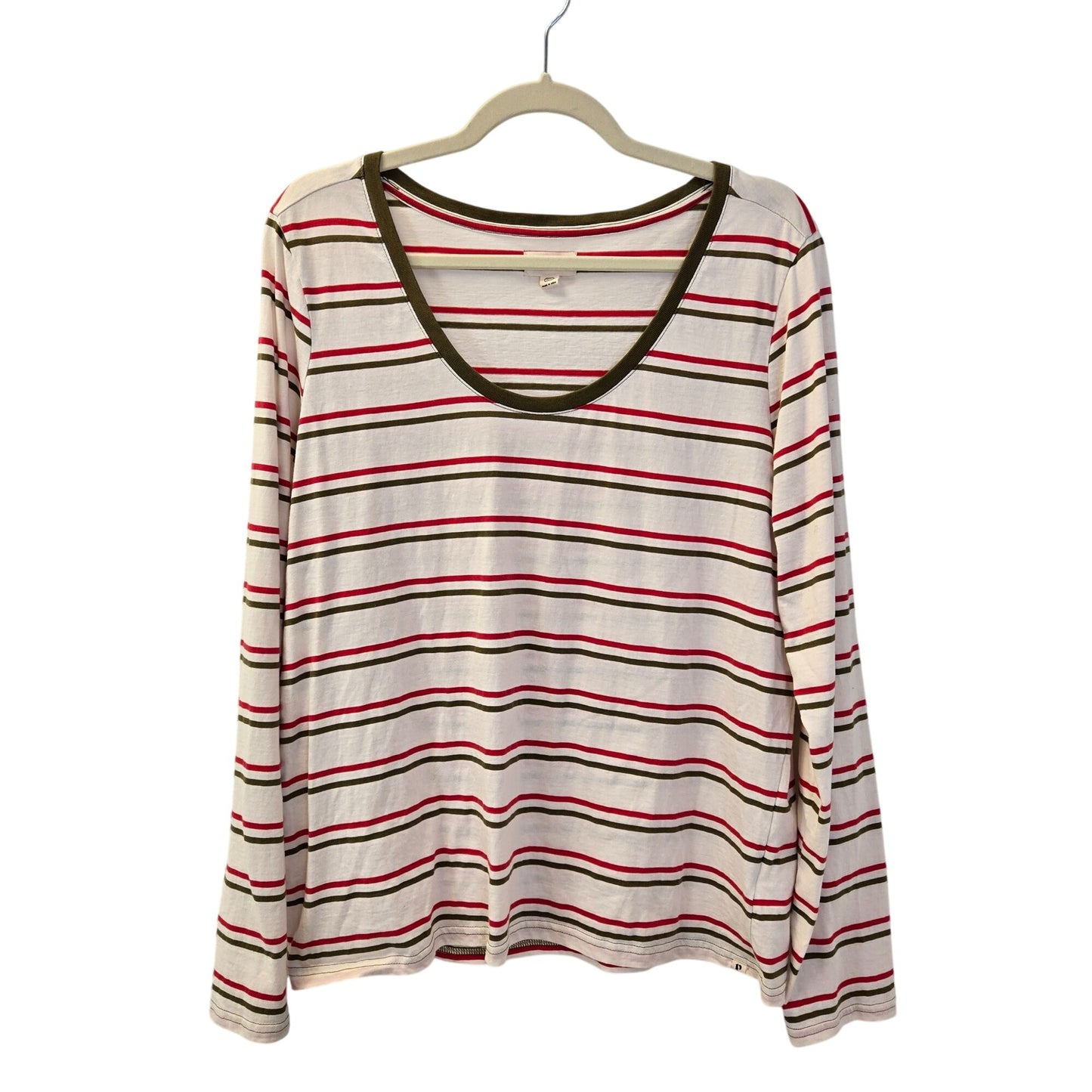 Pact Striped Scoop Neck Long Sleeve T-Shirt Size XL