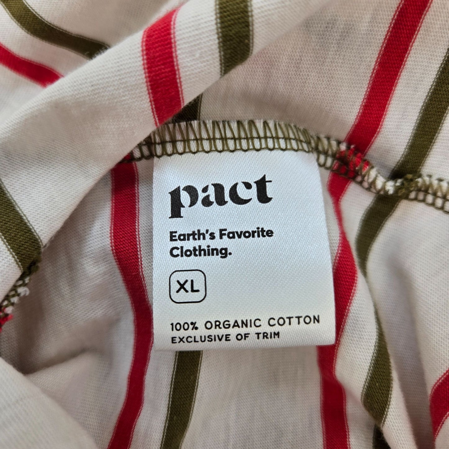 Pact Striped Scoop Neck Long Sleeve T-Shirt Size XL