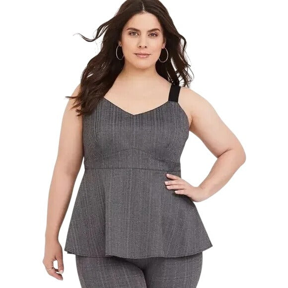Torrid Grey Chevron Ponte Peplum Sleeveless Top Tank Size Torrid 3/3XL