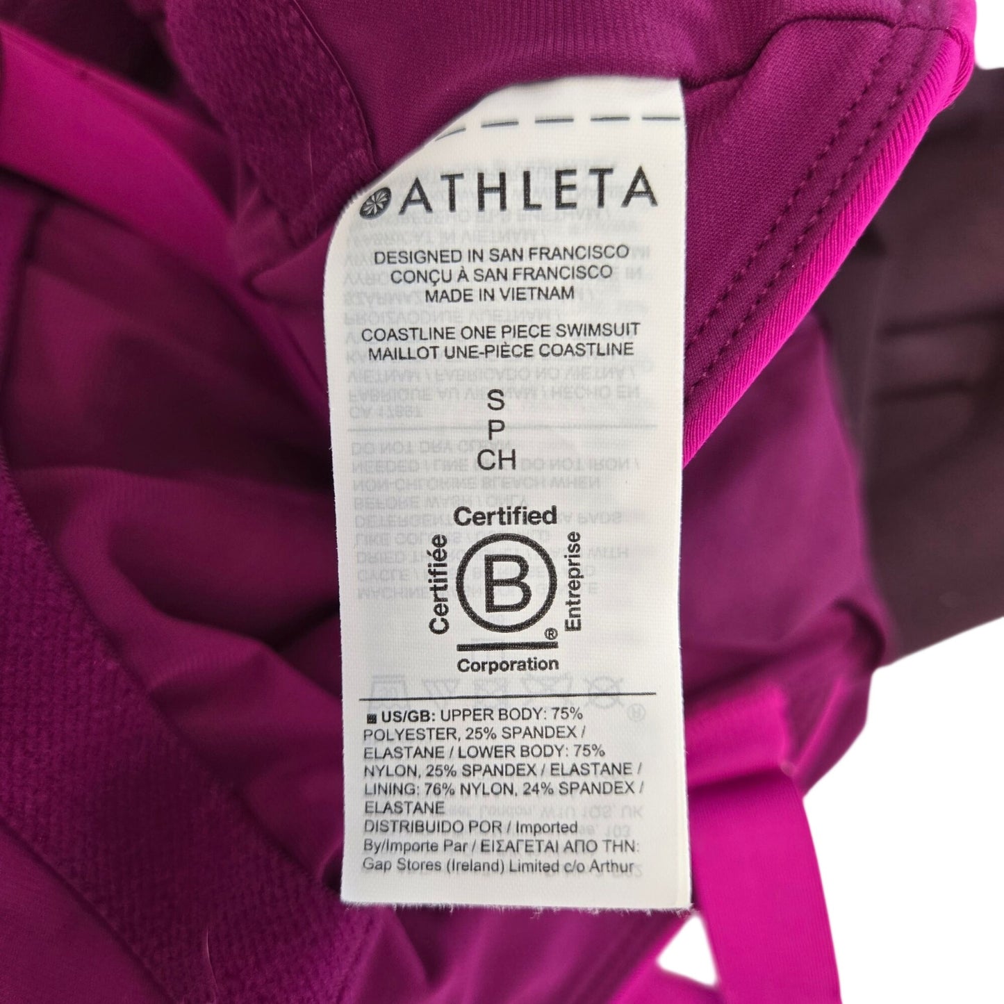 Athleta Coastline One Piece Swimsuit Fuchsia Magenta Colorblock Size Small