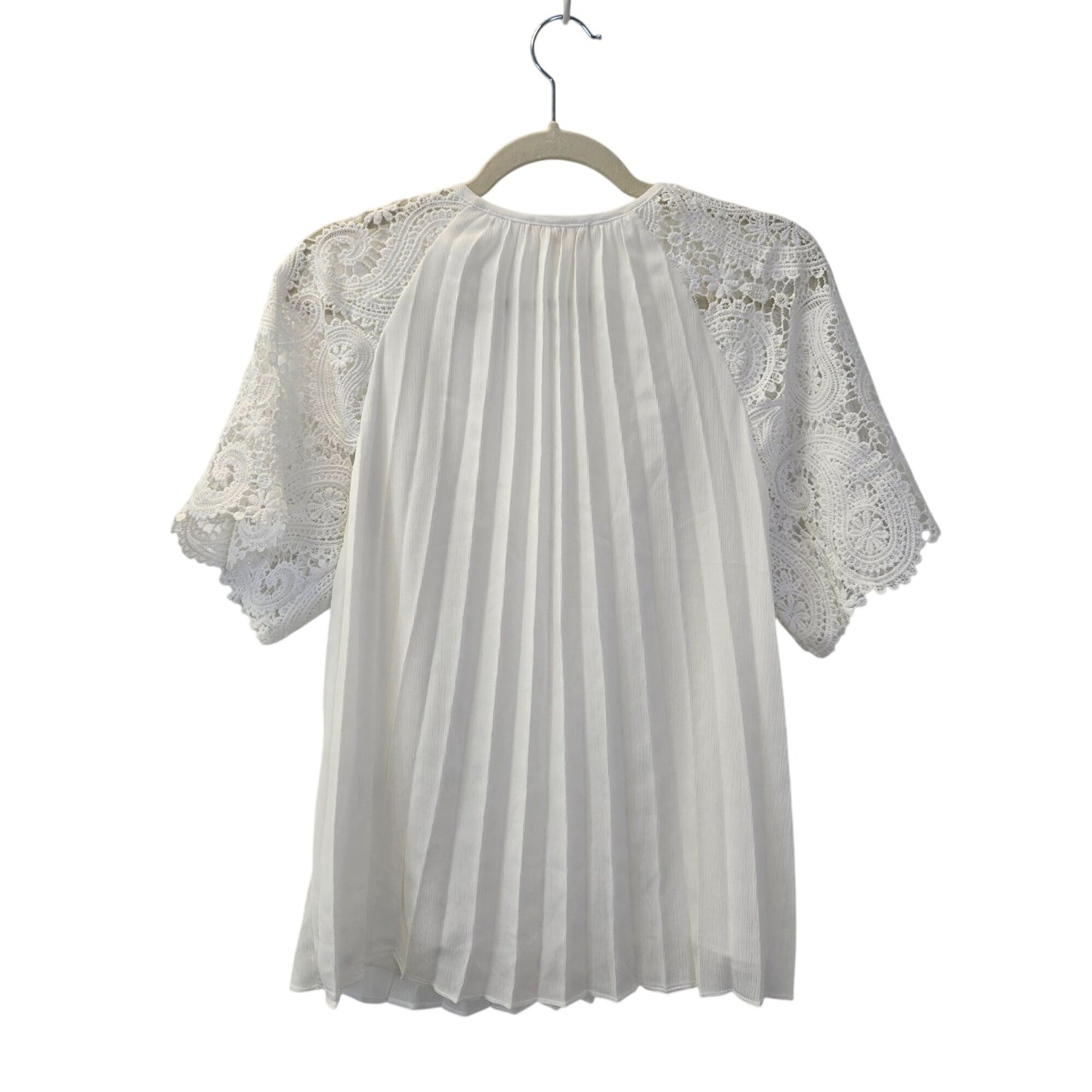Entro Pleated Bodice Crochet Sleeve Blouse Size Small