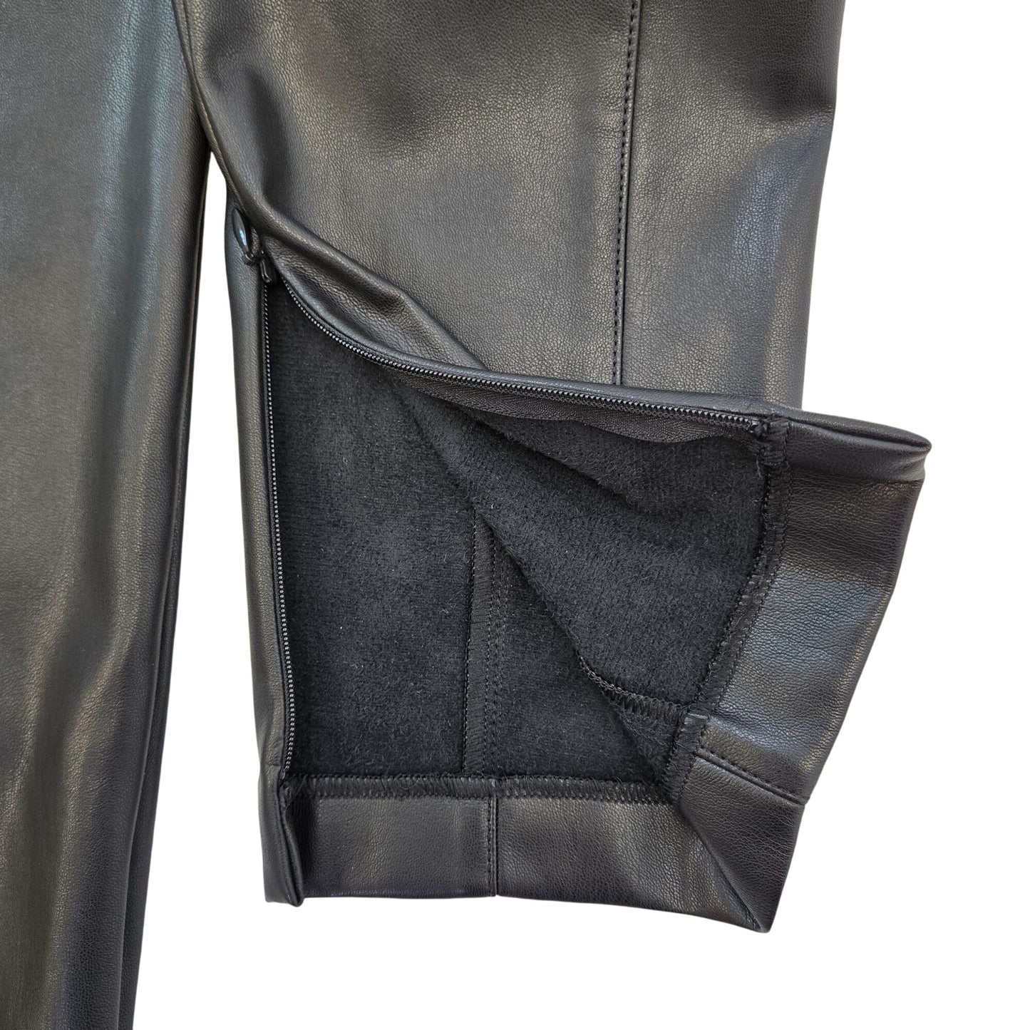 Ann Taylor Vegan Leather High Rise Split Zipper Hem Pants Size 2 Petite