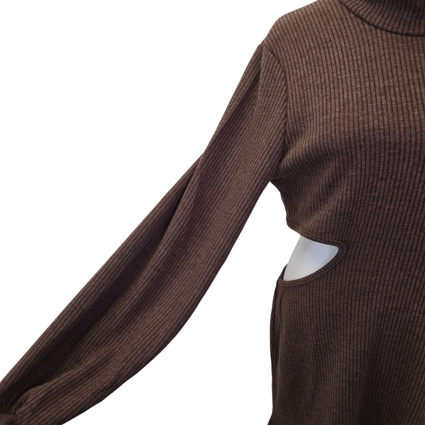 NWT WeWoreWhat Wide Rib Cutout Sweater Midi Dress in Cacao Size XL