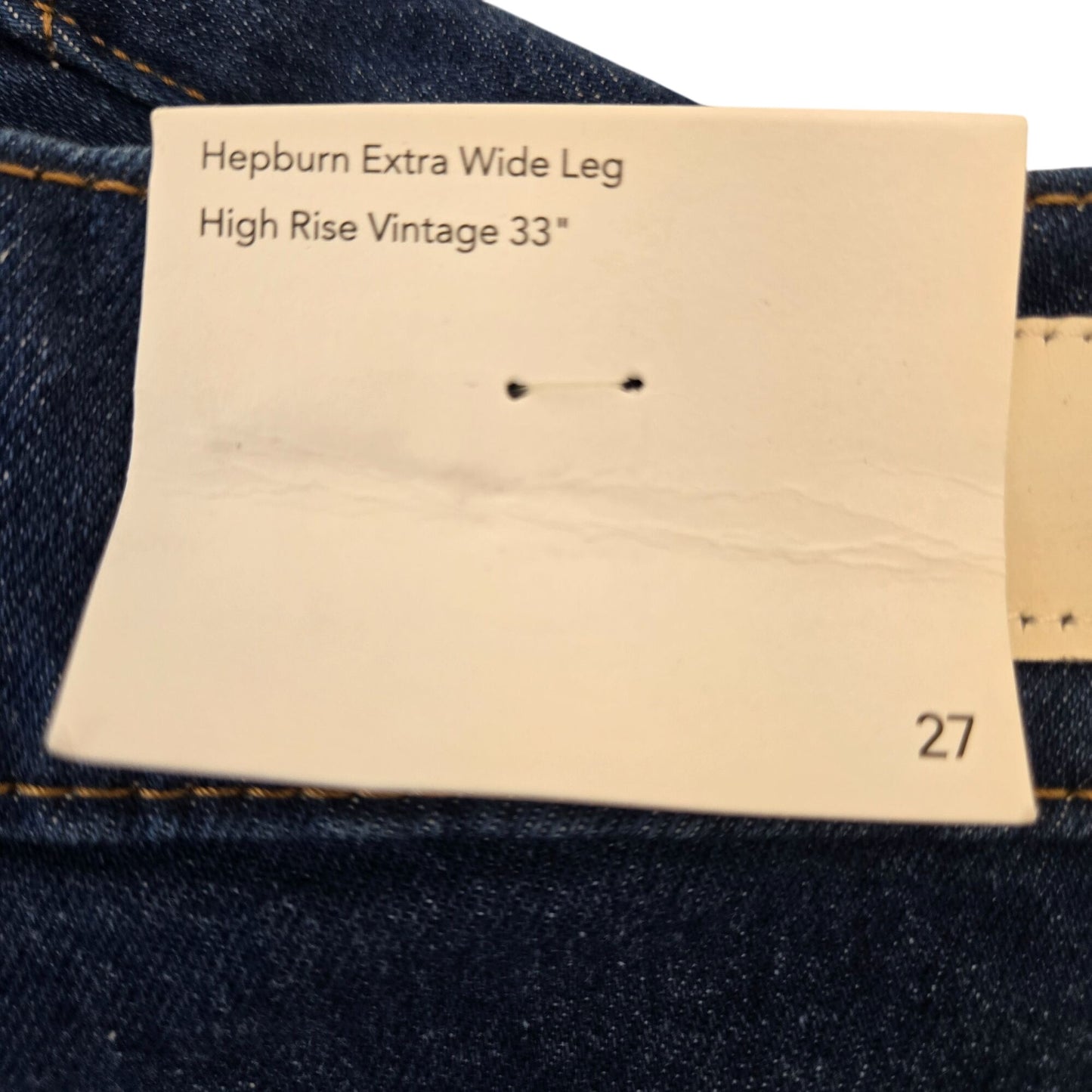 NWT DL1961 Hepburn Extra Wide Leg High Rise Jeans Size 27